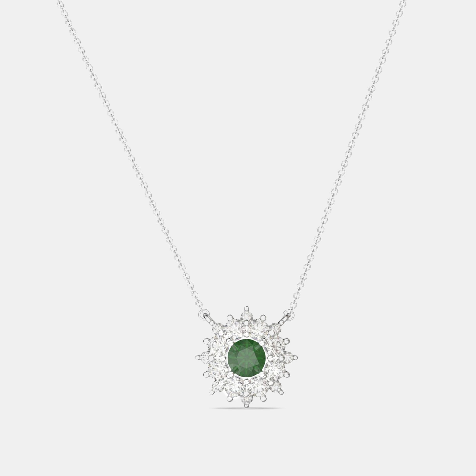 

925 Sterling Silver Flower Color & Lab Grown Diamond Pendant