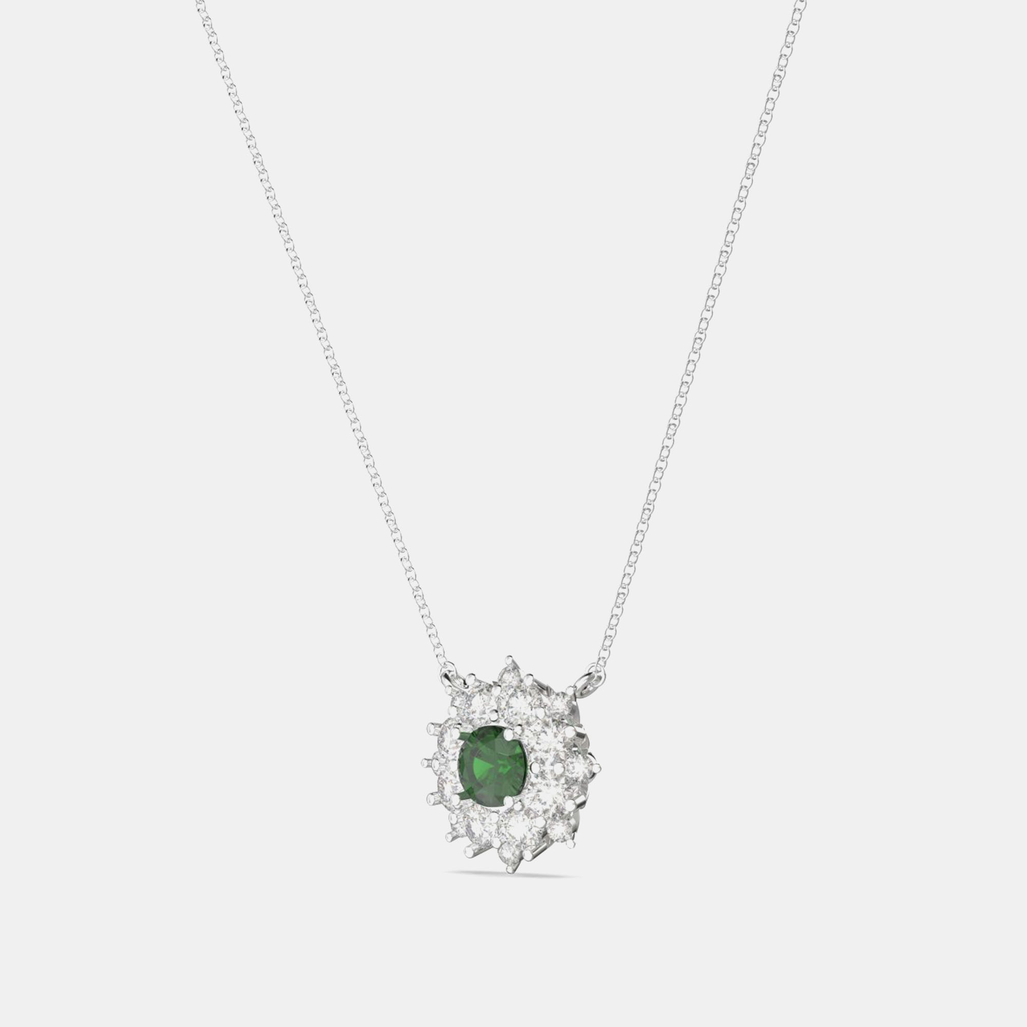 925 Sterling Silver Flower Color & Lab Grown Diamond Pendant 