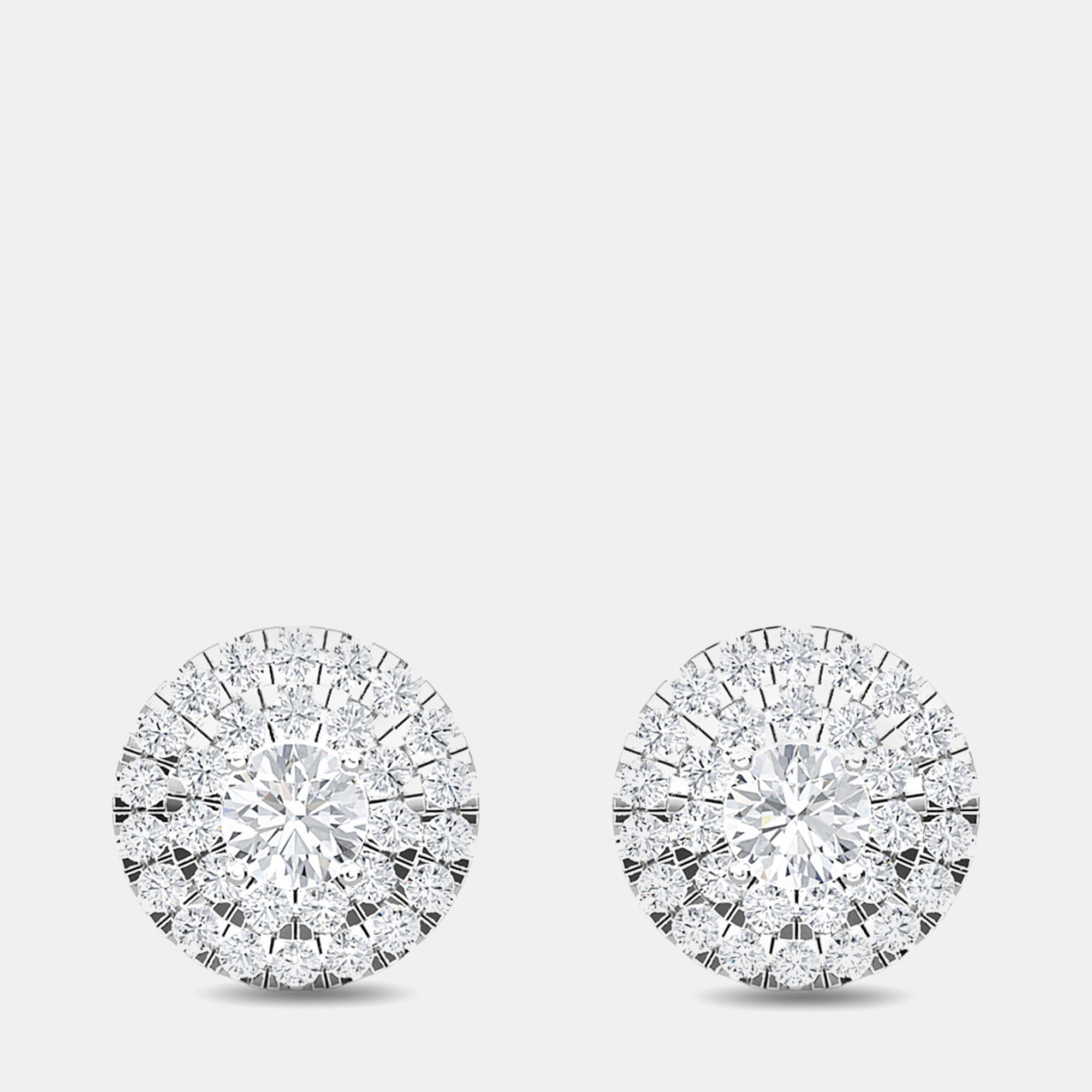 Pre-owned Made By Man 14k Double Halo Round Lab Grown Diamonds Earrings (1 1/2 Ctw)