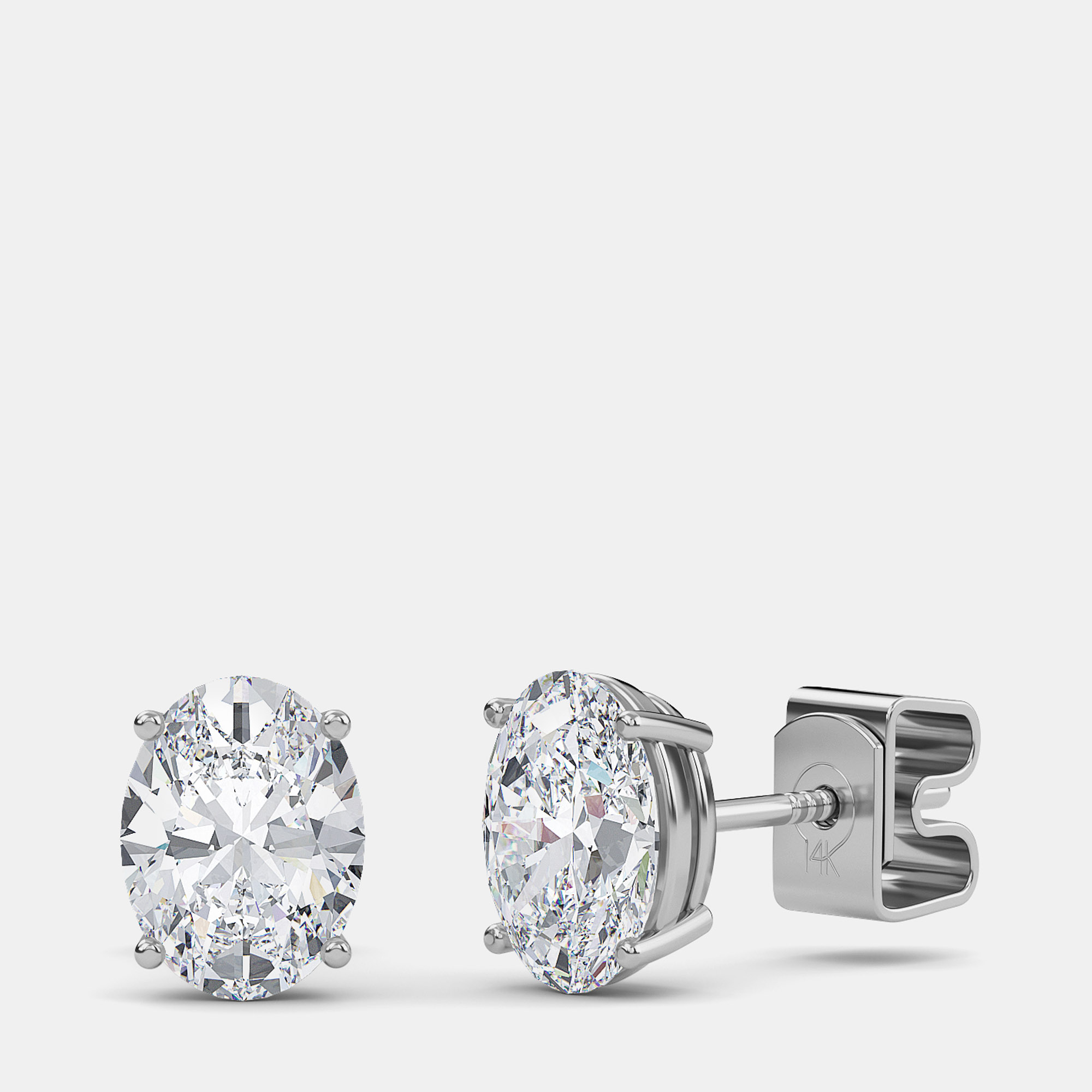 Pre-owned Made By Man 14k Oval Solitaire Earrings (1/3 Ctw)