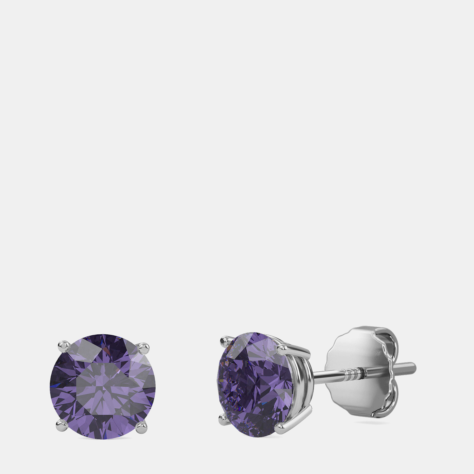 

10K White Gold Round Lab Created Alexandrite Stone Solitaire Earring (2.00 ctw)