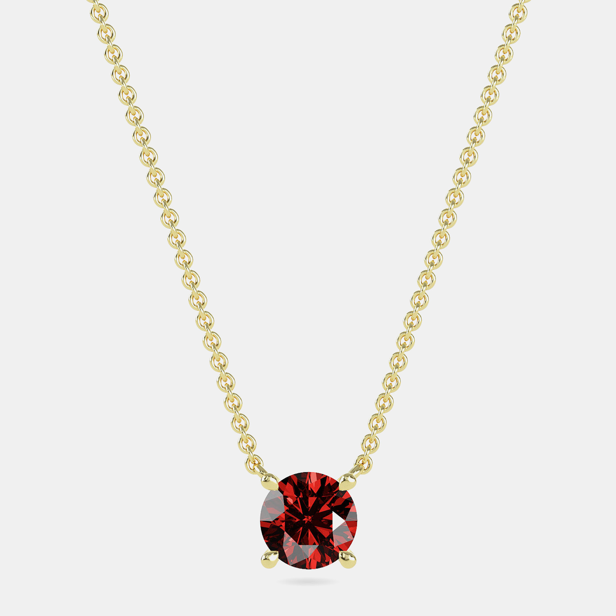 

10K Yellow Gold Round Lab Created Garnet Stone Solitaire Pendant (2.00 ctw)