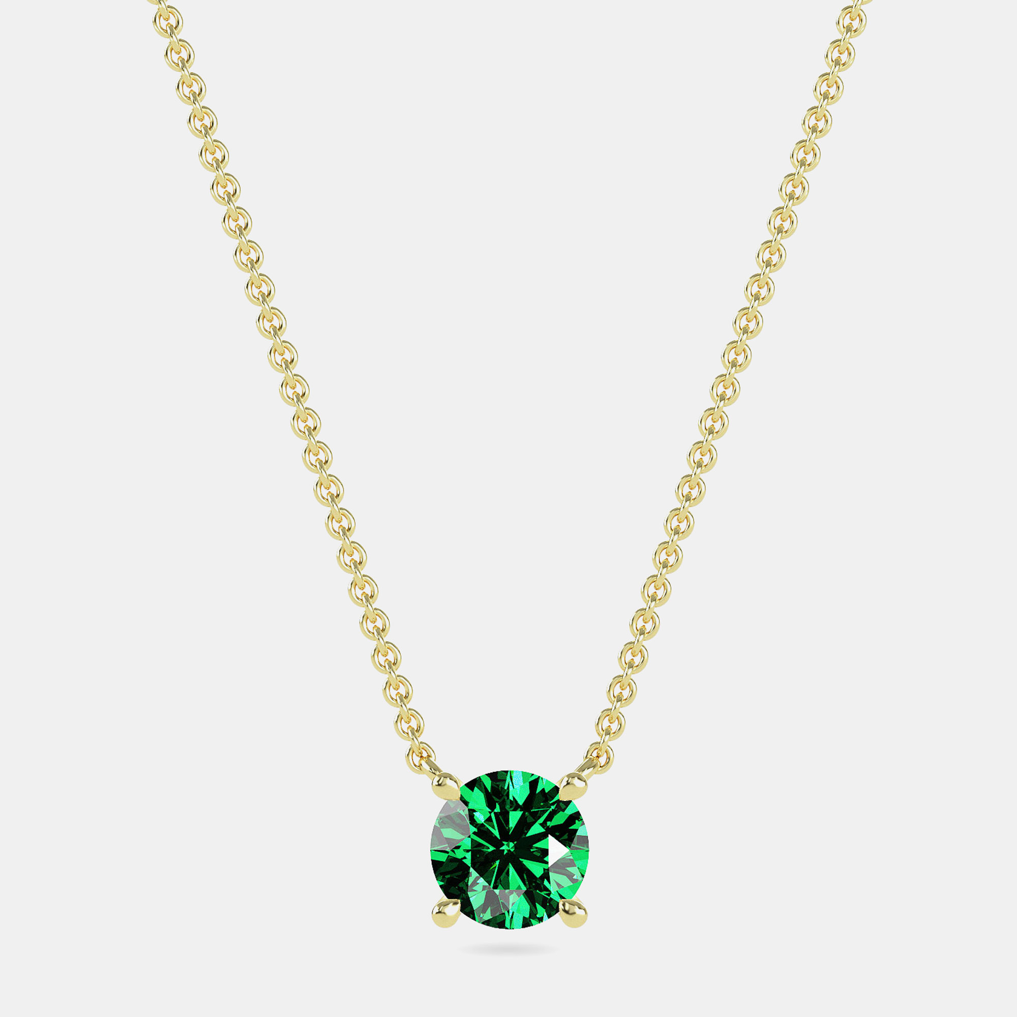 

10K Yellow Gold Round Lab Created Emerald Stone Solitaire Pendant (2.00 ctw)