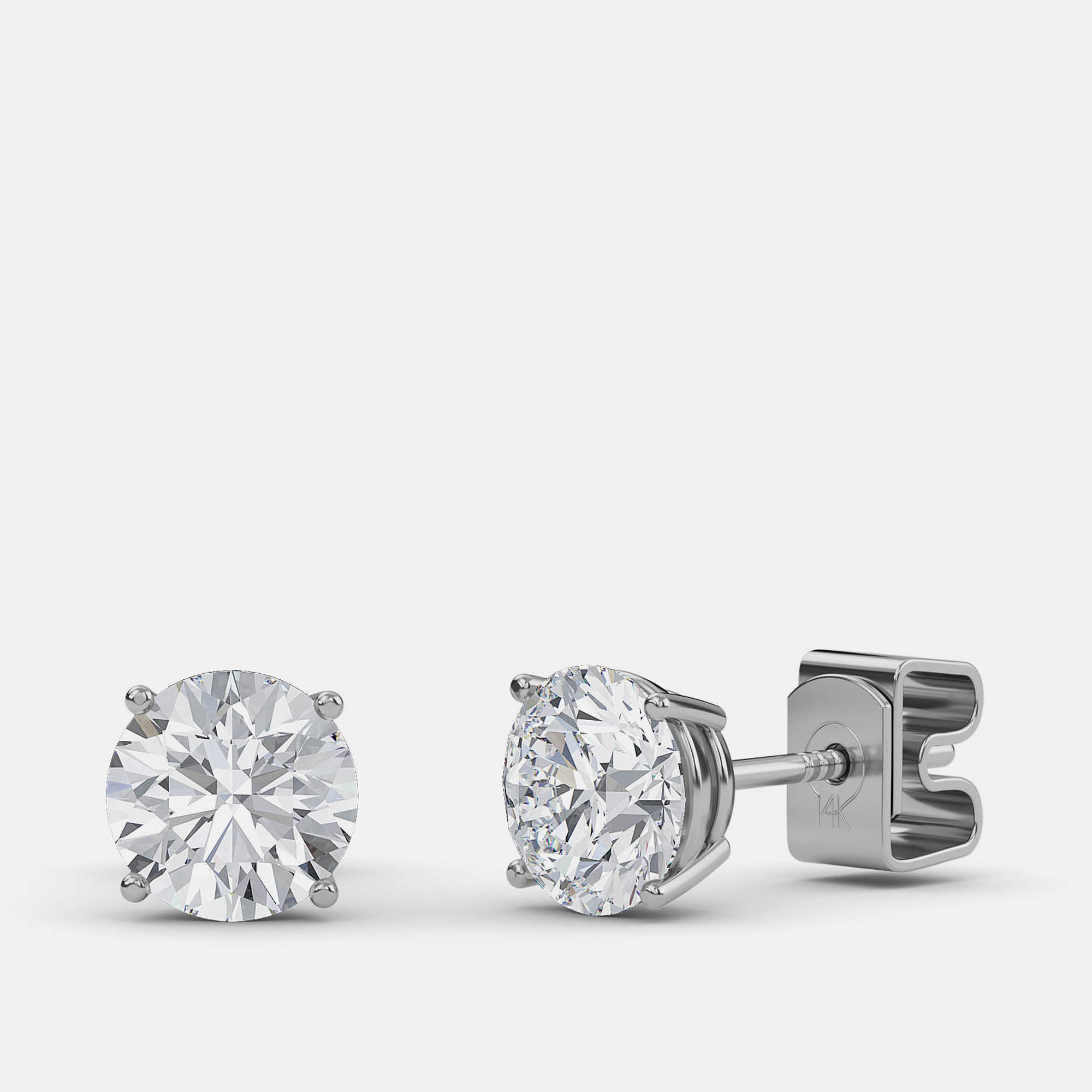 

7.00 Ct Round 14K White Gold Lab Grown Diamond Solitaire 4 Prong Earrings