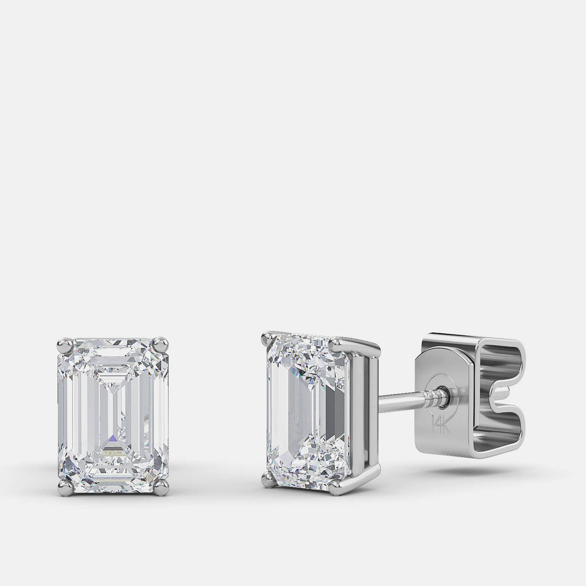 

4.00 Ct Emerald 14K White Gold Lab Grown Diamond Solitaire 4 Prong Earring