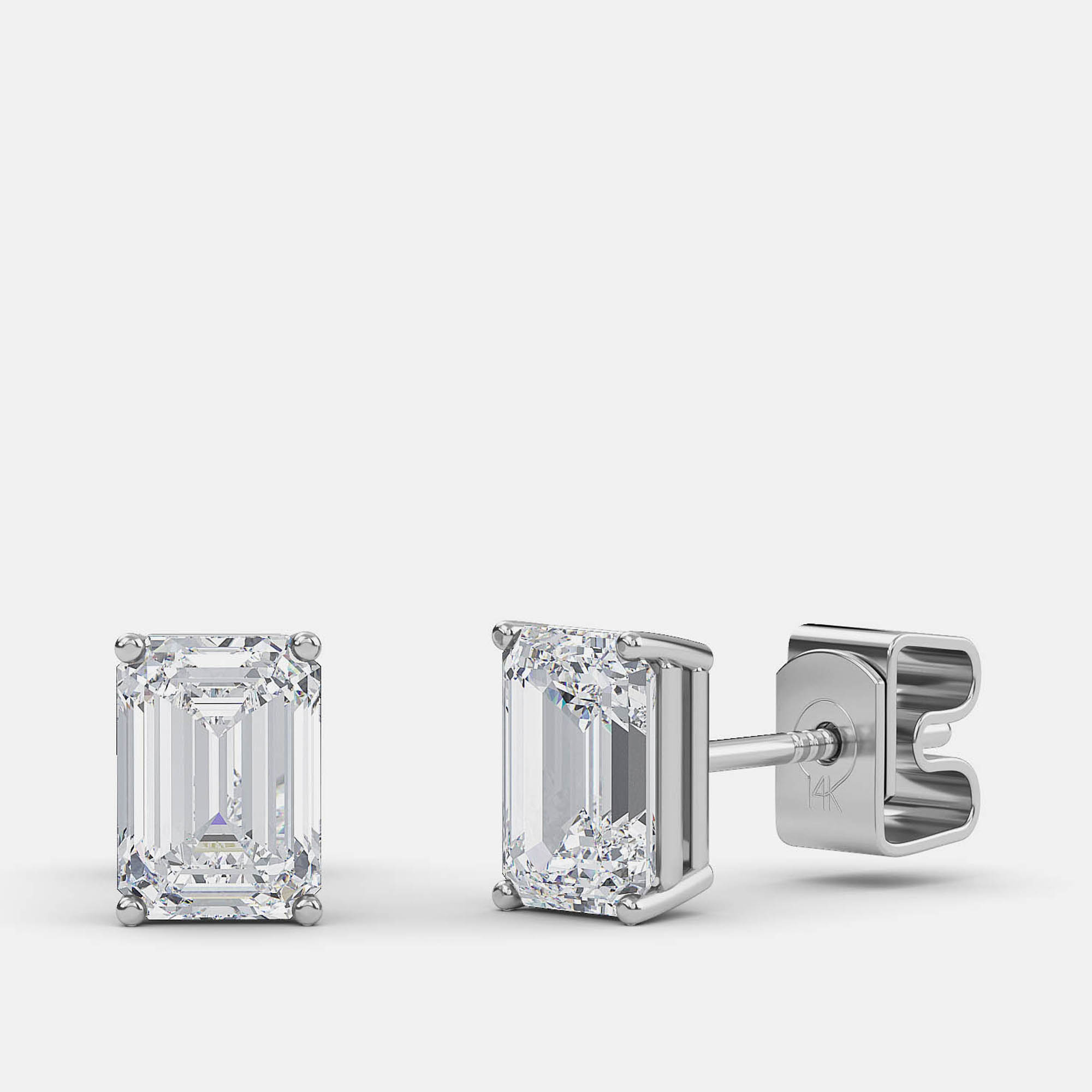 

7.00 Ct Emerald 14K White Gold Lab Grown Diamond Solitaire 4 Prong Earring