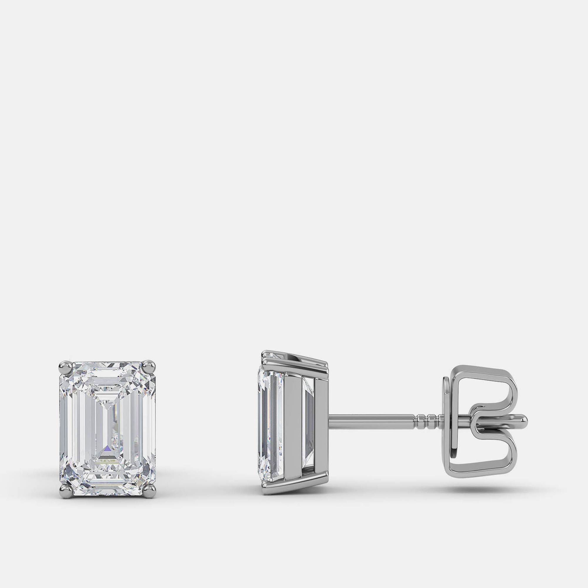 

8.00 Ct Emerald 14K White Gold Lab Grown Diamond Solitaire 4 Prong Earring