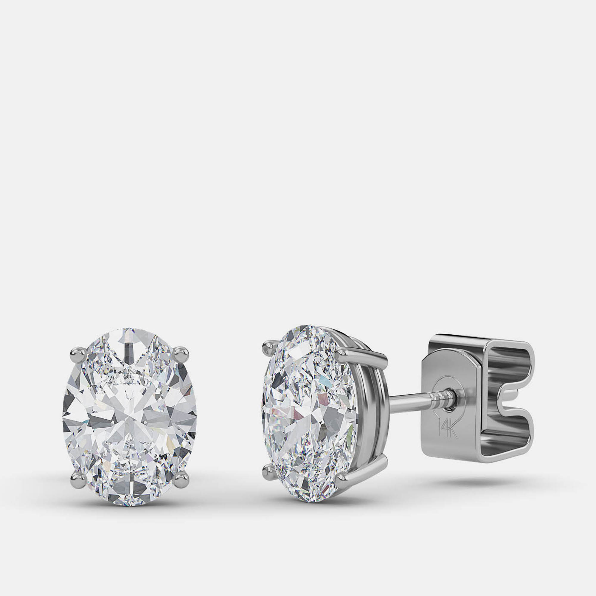 

7.00 Ct Oval 14K White Gold Lab Grown Diamond Solitaire 4 Prong Earring