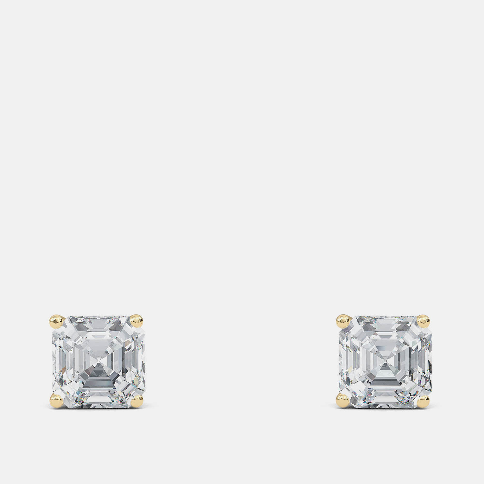

6.00 Ct Asscher 14K Yellow Gold Lab Grown Diamond Solitaire 4 Prong Earring