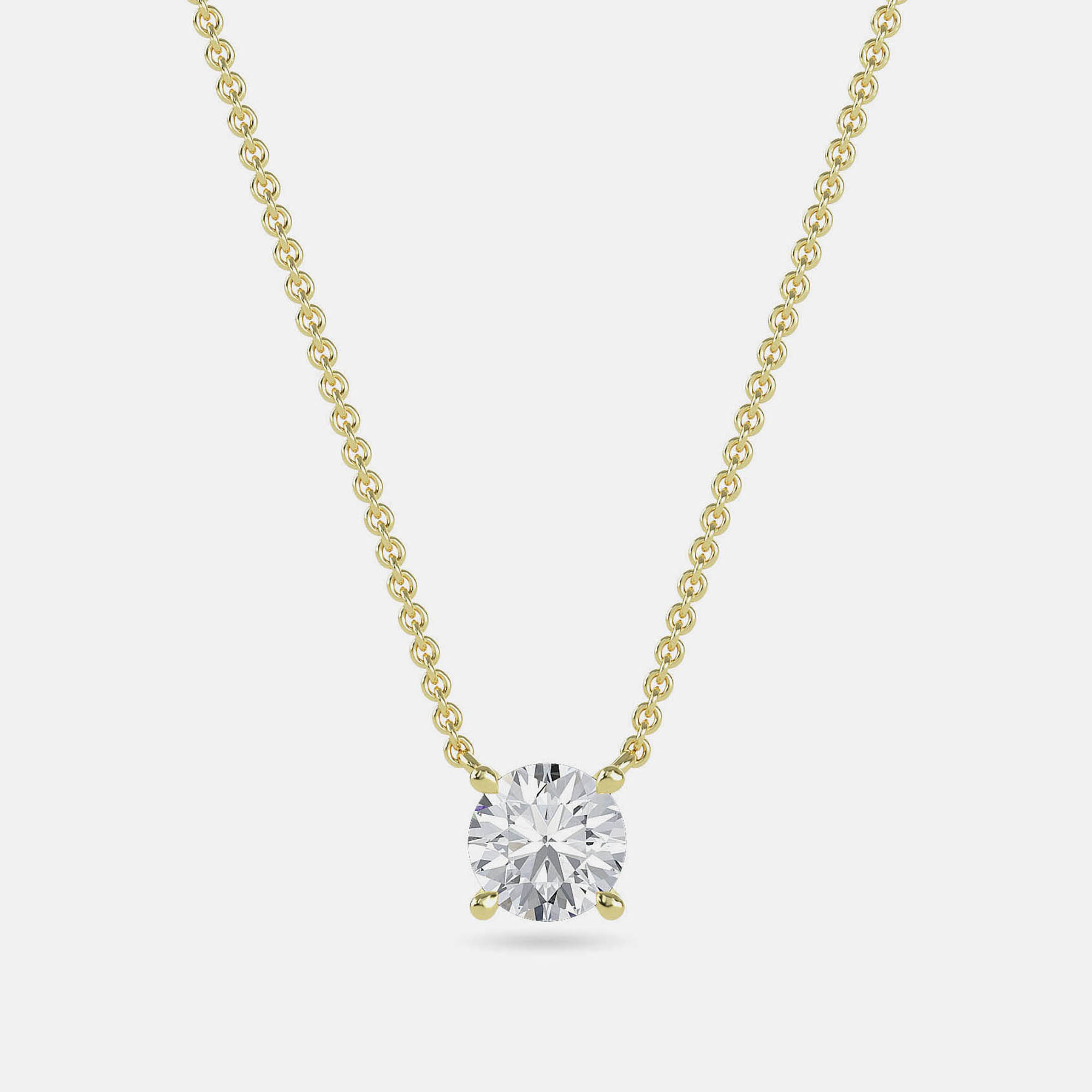 Pre-owned Made By Man 4.00 Ct Round 14k Yellow Gold Lab Grown Diamonds Solitaire 4 Prong Pendant