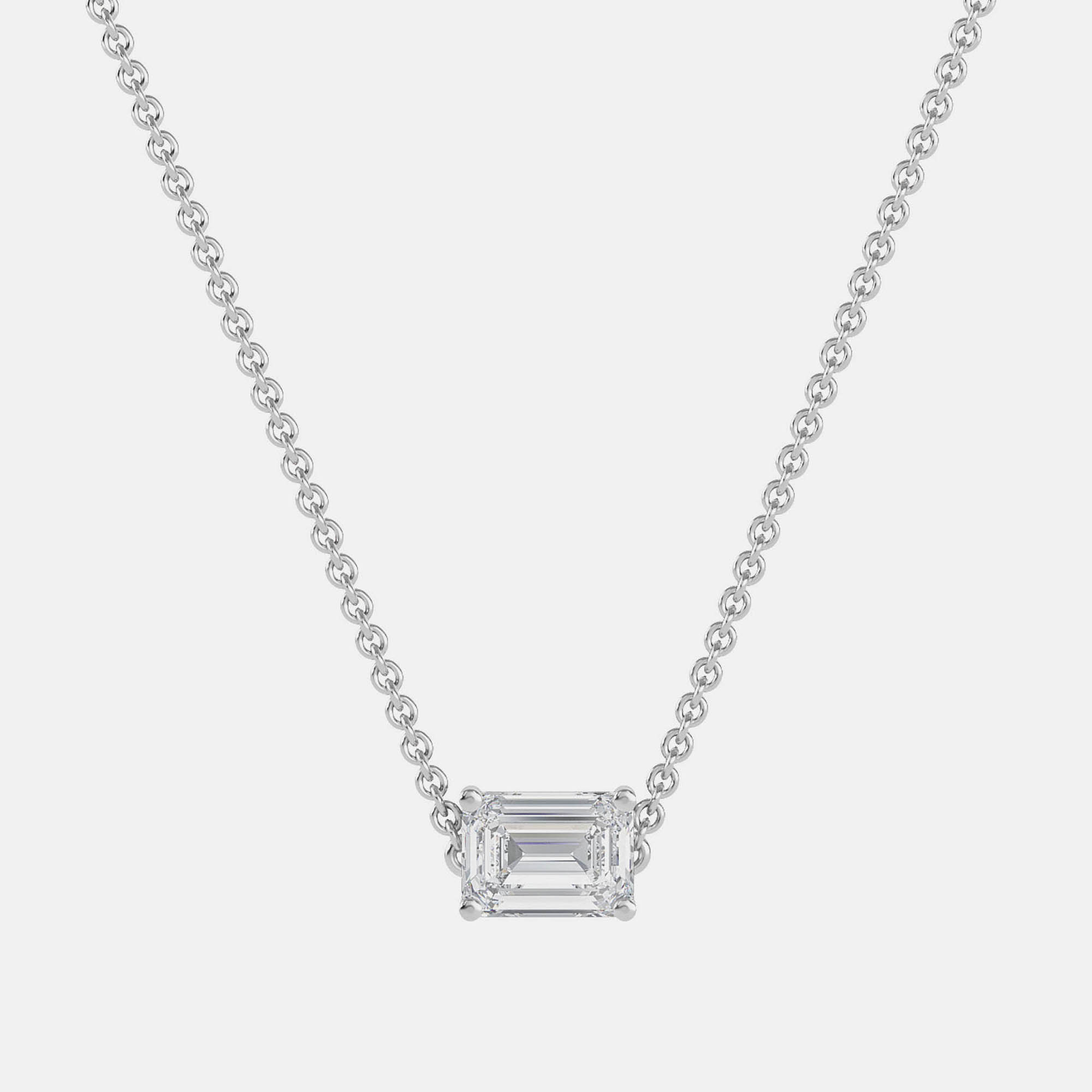 4.00 Ct Emerald 14K White Gold Lab Grown Diamonds Solitaire 4 Prong Pendant