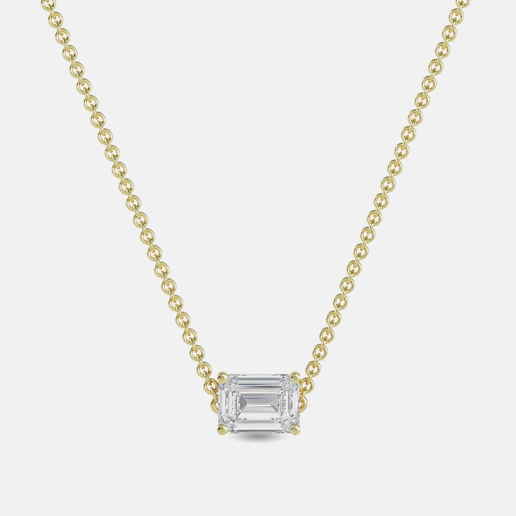 

8.00 Ct Emerald 14K Yellow Gold Lab Grown Diamonds Solitaire 4 Prong Pendant