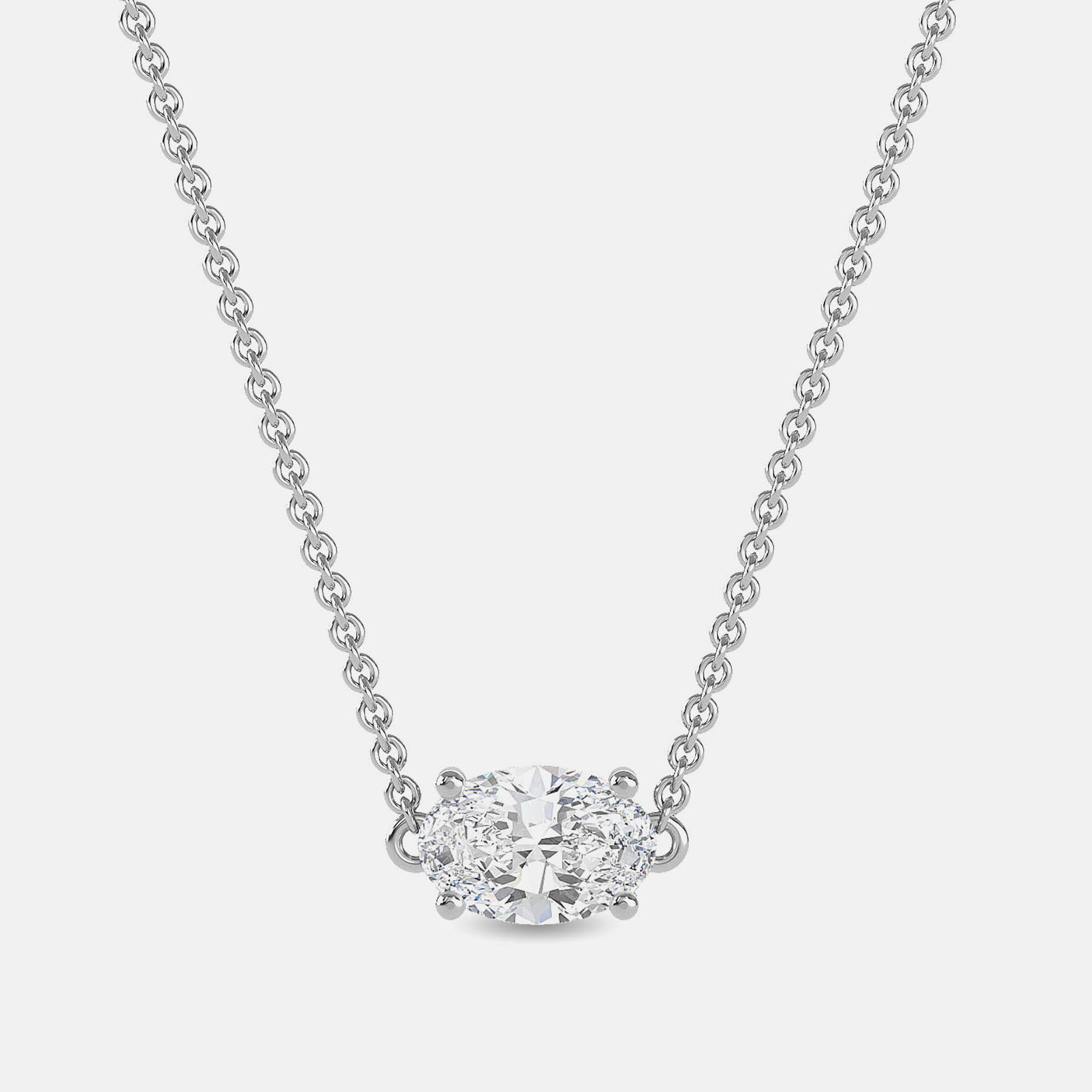 Pre-owned Made By Man 5.00 Ct Oval 14k White Gold Lab Grown Diamonds Solitaire 4 Prong Pendant