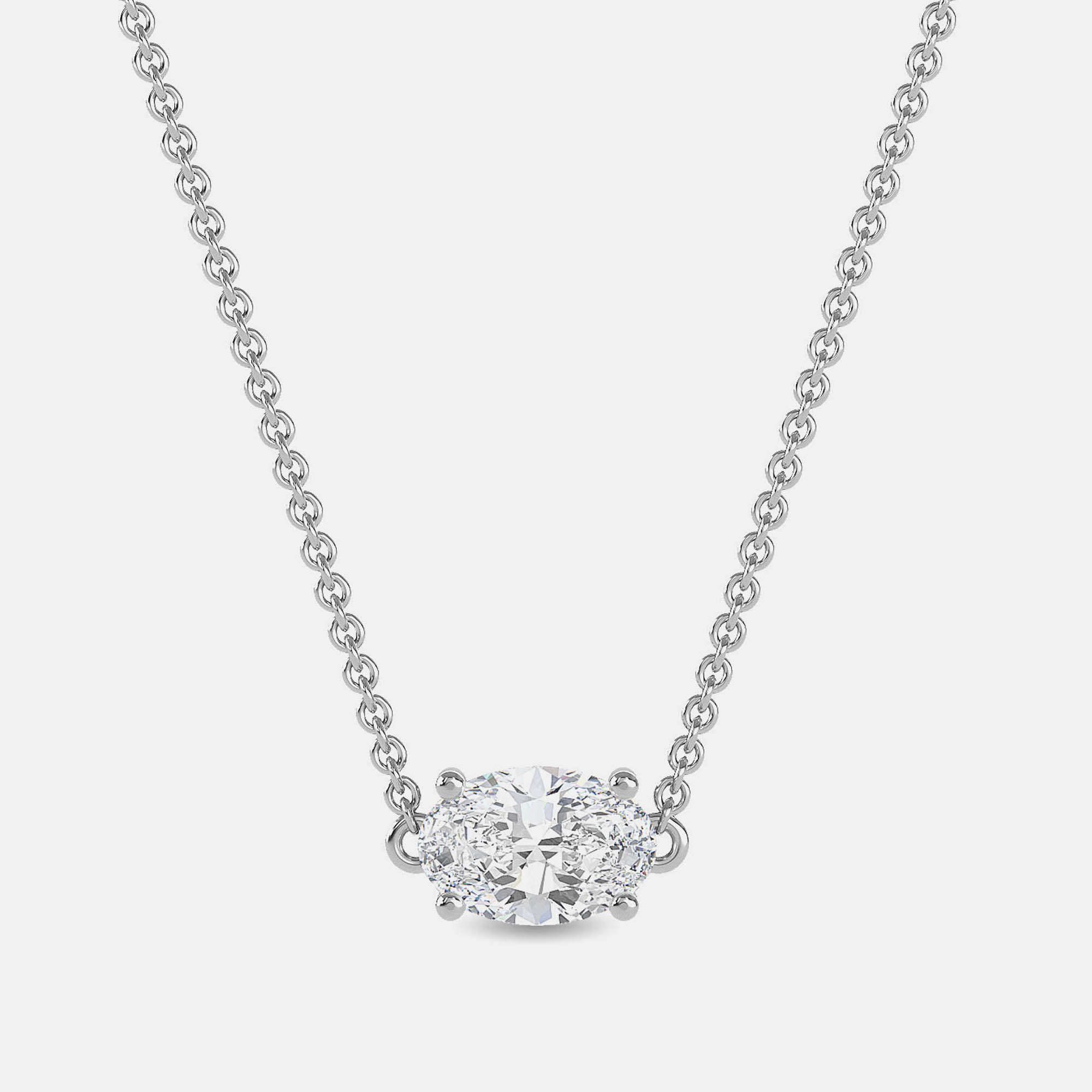 Pre-owned Made By Man 8.00 Ct Oval 14k White Gold Lab Grown Diamonds Solitaire 4 Prong Pendant