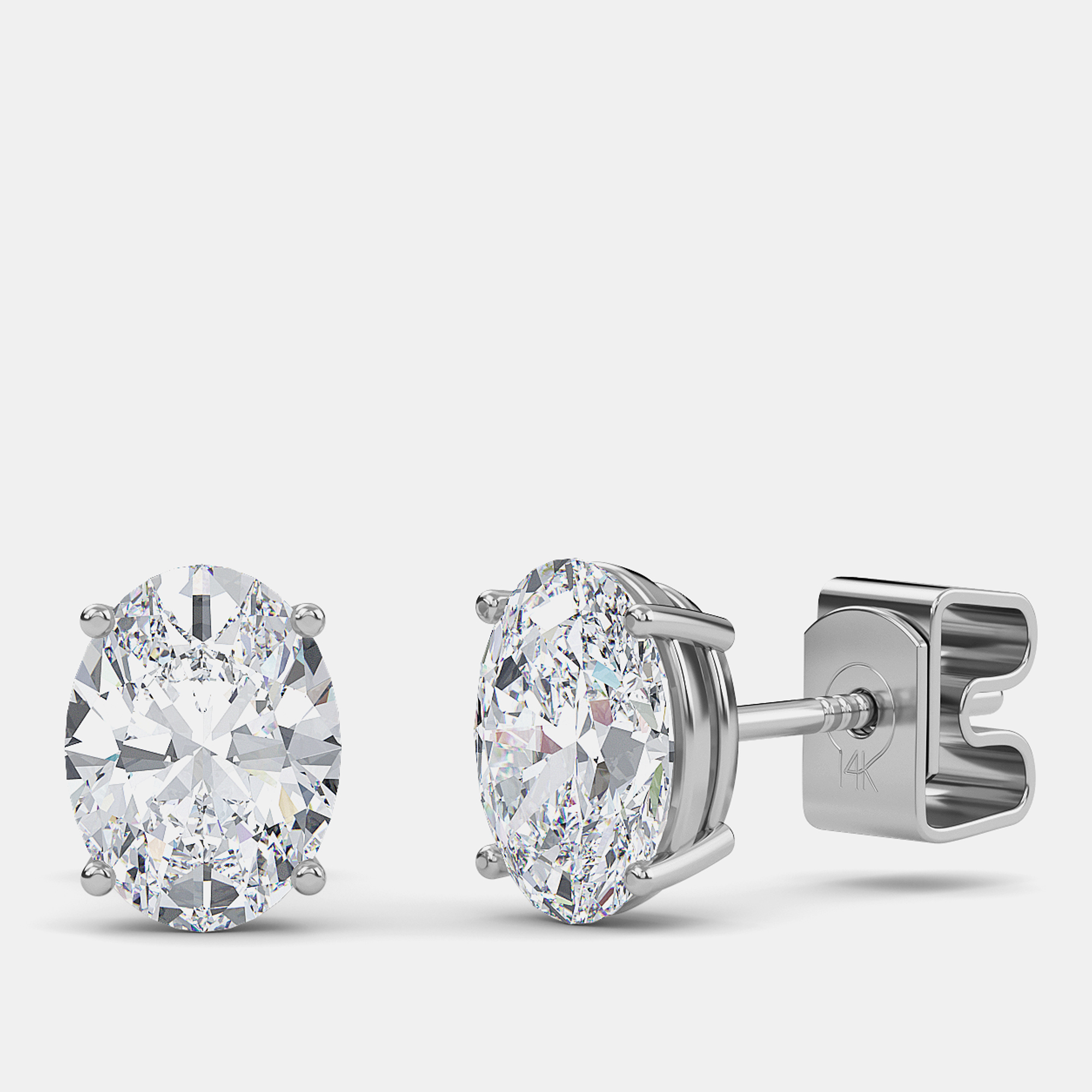 Pre-owned Made By Man 14k Oval Cut Solitaire Lab Grown Diamonds Earrings (1/2 Ctw)