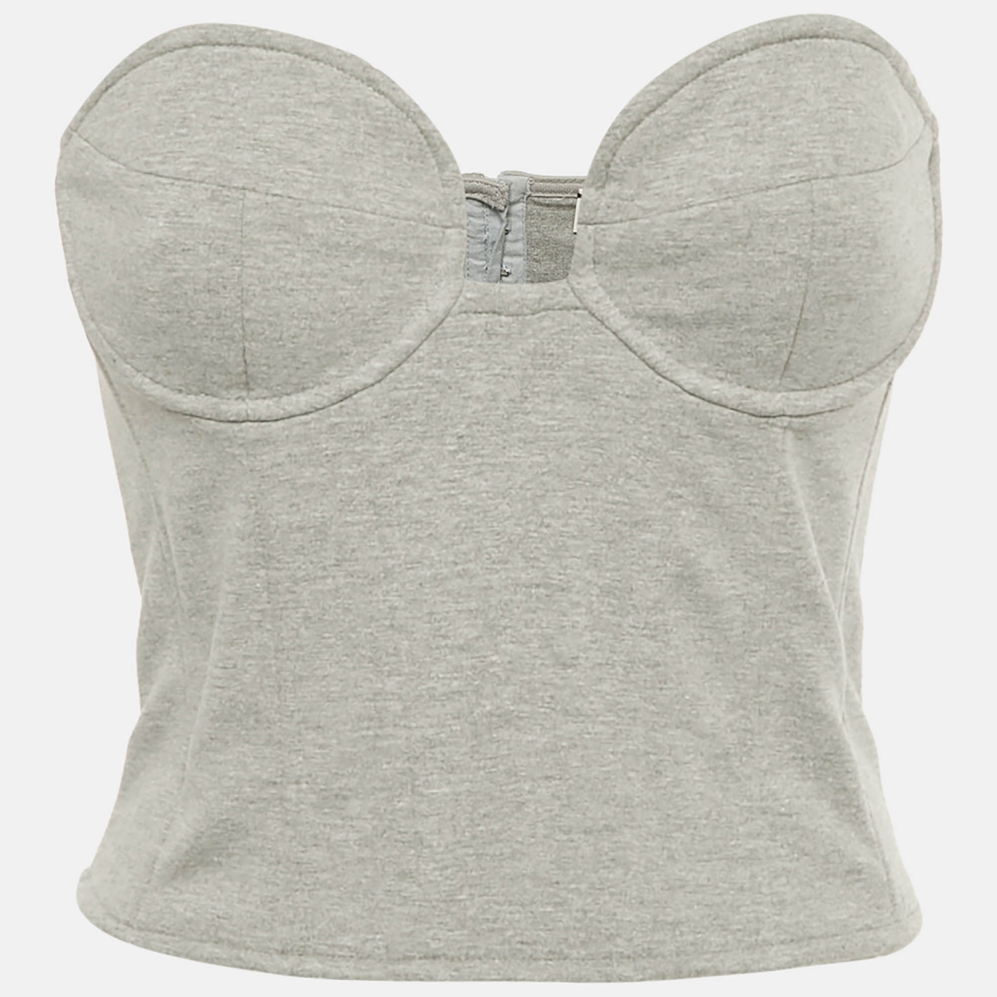 

Magda Butrym Grey Cotton Blend Strapless Bustier Top S