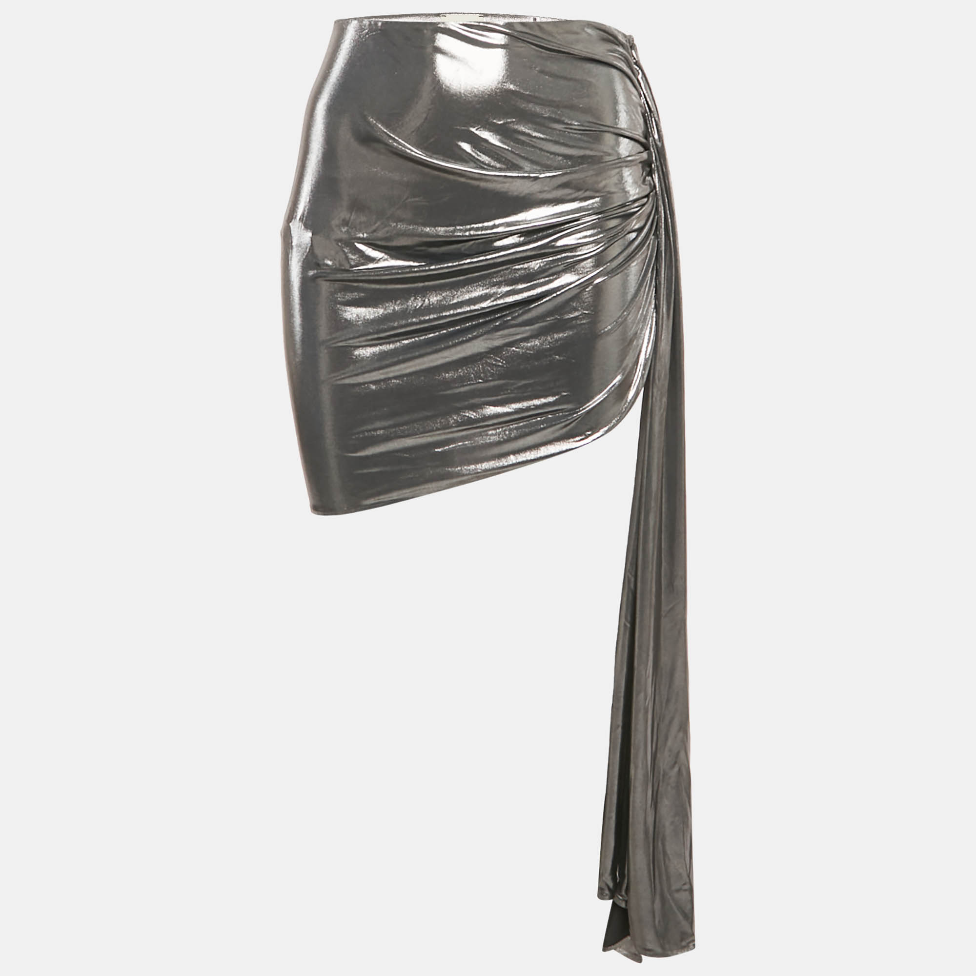 

Magda Butrym Metallic Lurex Jersey Asymmetric Mini Skirt S
