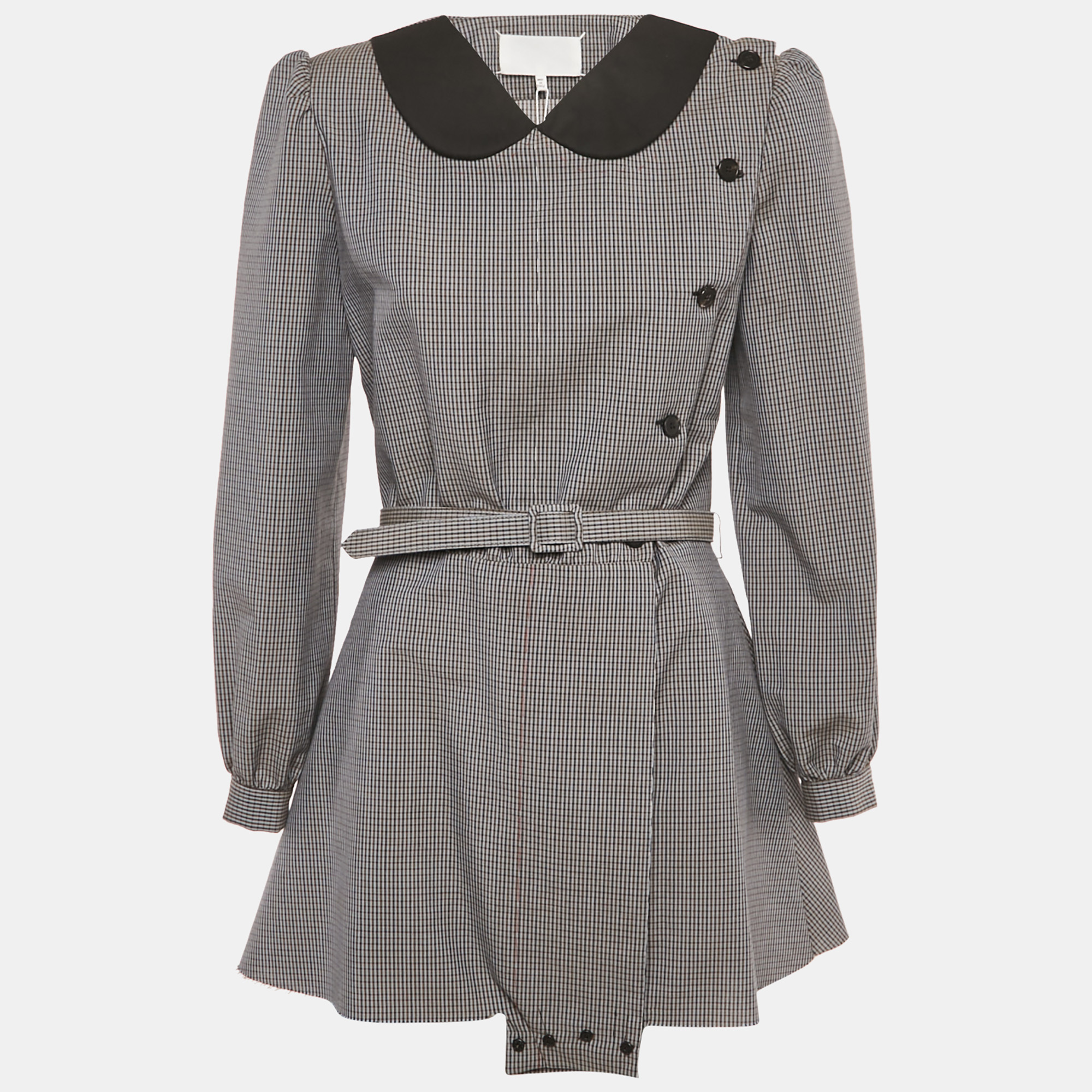 

Maison Martin Margiela Grey Checkered Print Cotton & Wool Multi-Wear Mini Dress L