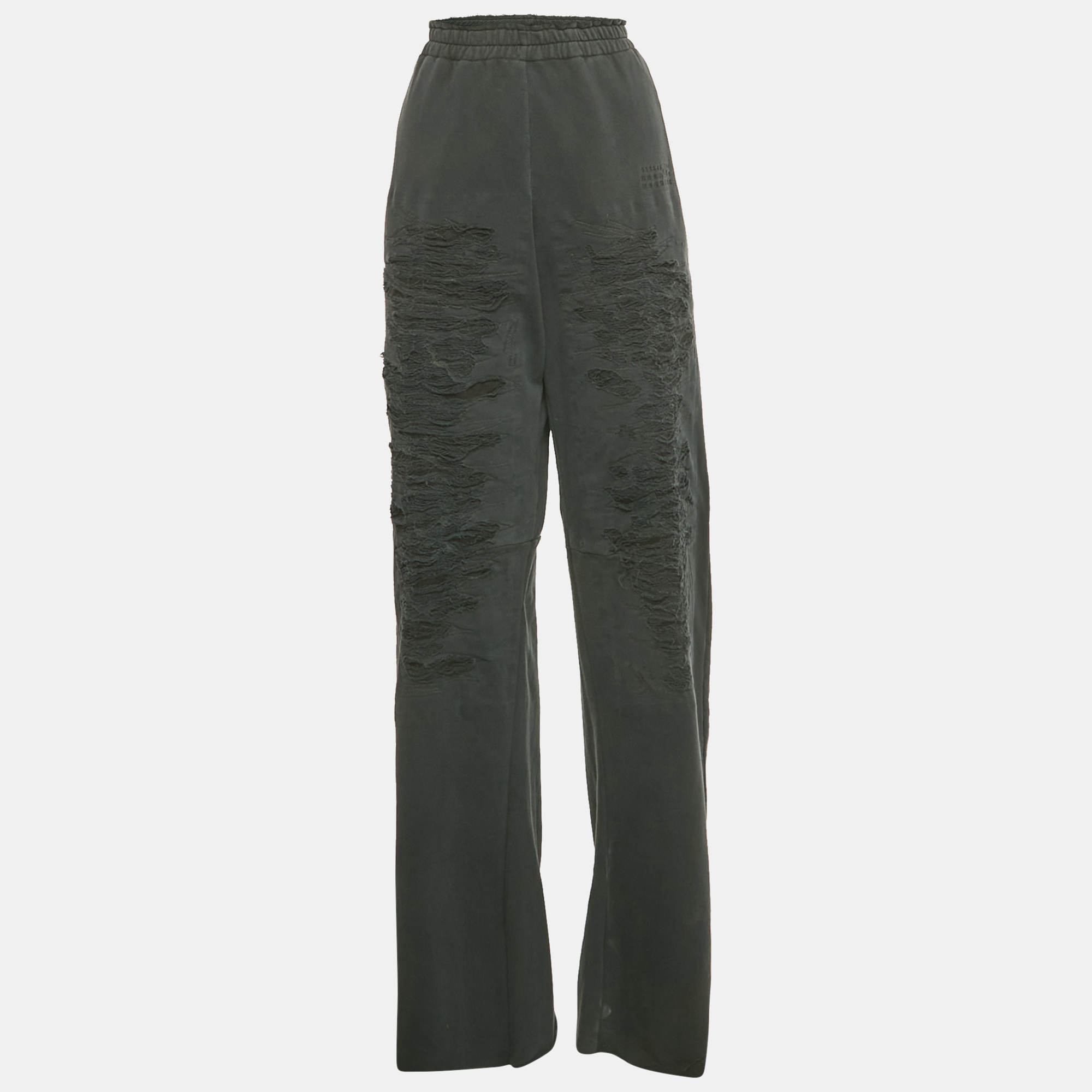 

Maison Martin Margiela Grey Cotton Distressed Raw Hem Track Pants XS