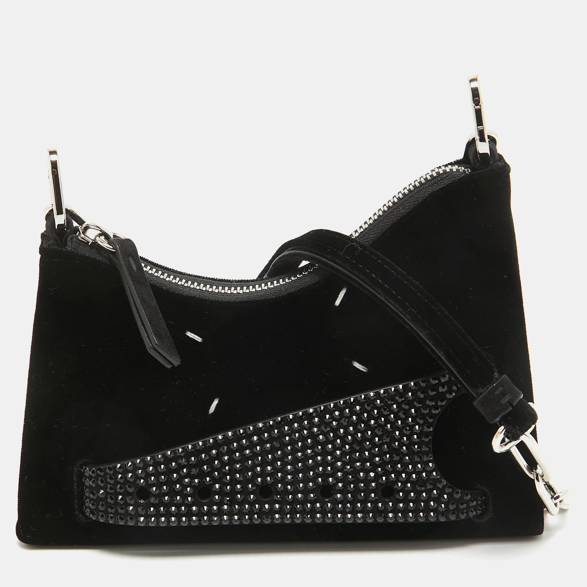 

Maison Margiela Black Velvet Micro Embellished Snatched Hobo