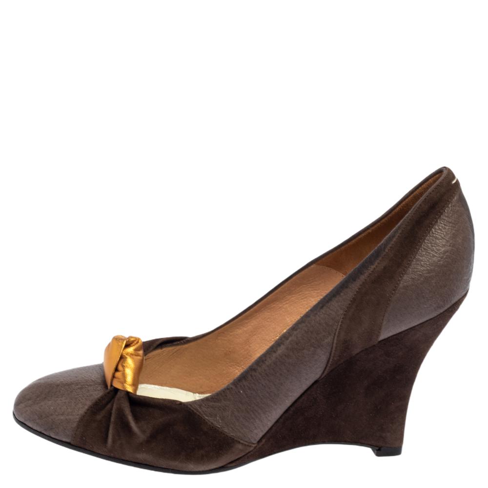 

Maison Martin Margiela Brown Suede And Leather Pumps Size