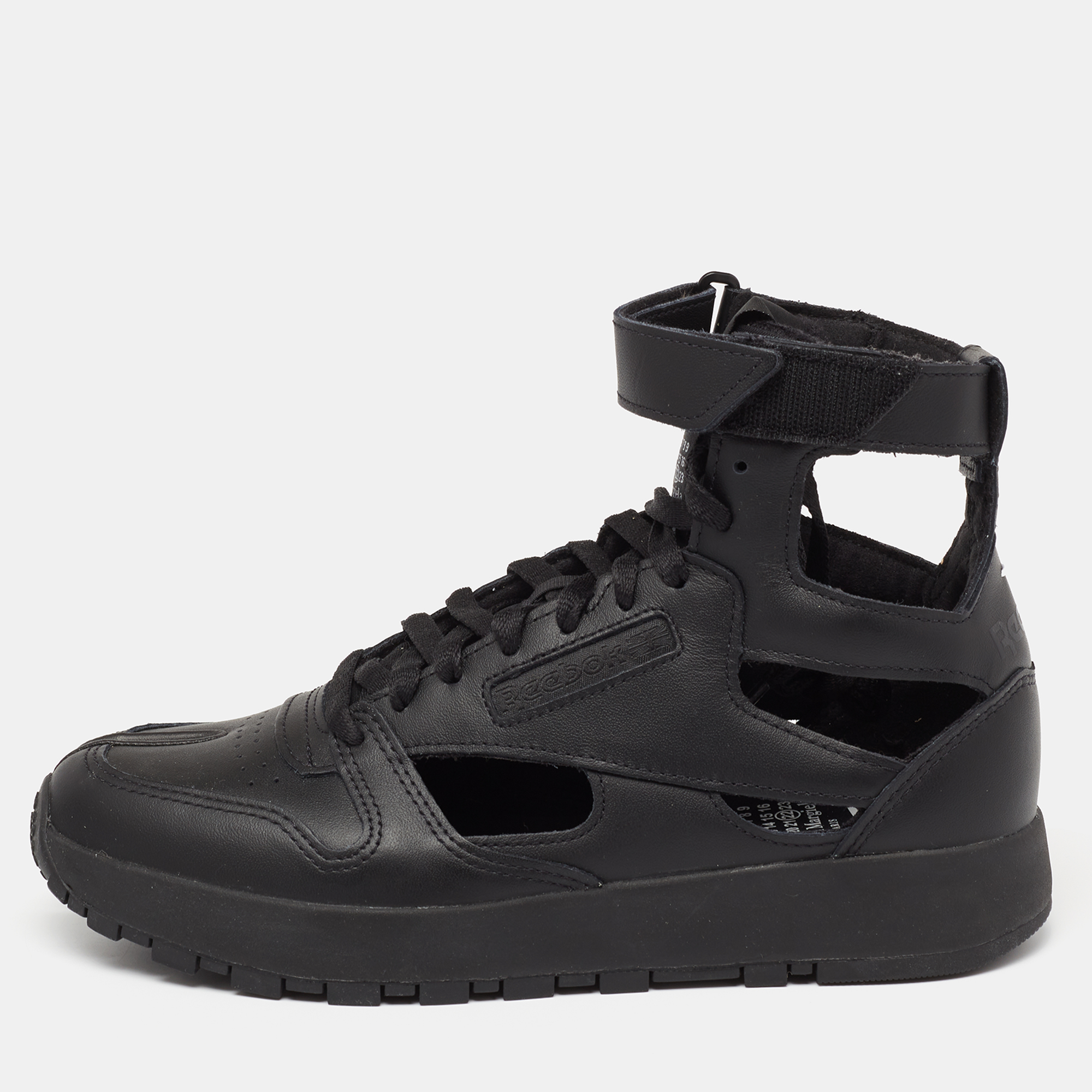 

Maison Martin Margiela X Reebok Black Leather Tabi High Top Sneakers Size