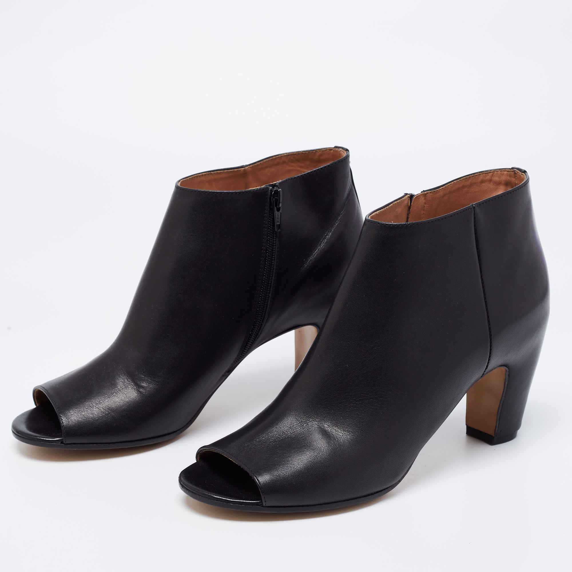 

Maison Martin Margiela Black Leather Peep Toe Ankle Boots Size