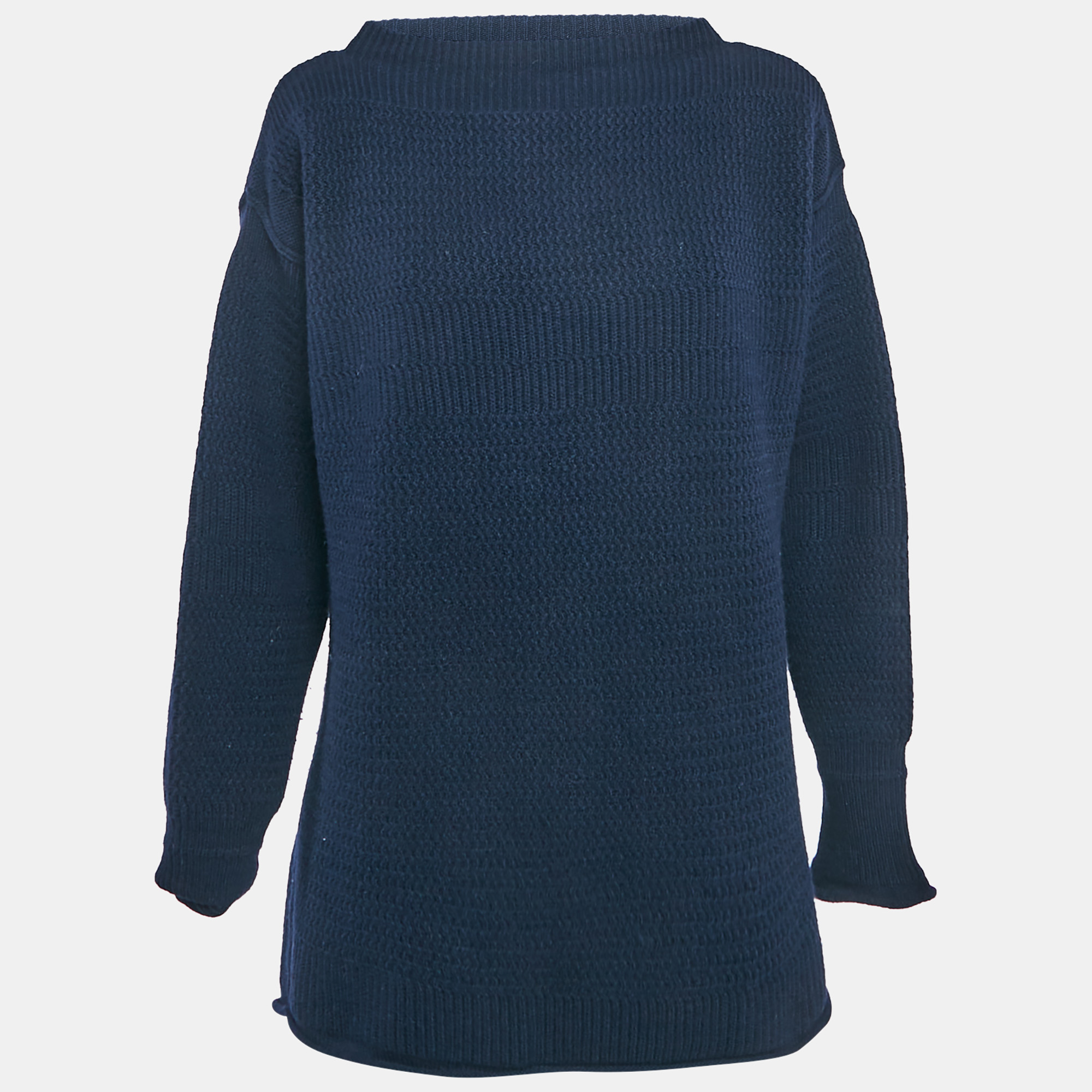 

Maison Martin Margiela Navy Blue Patterned Wool Knit Sweater S