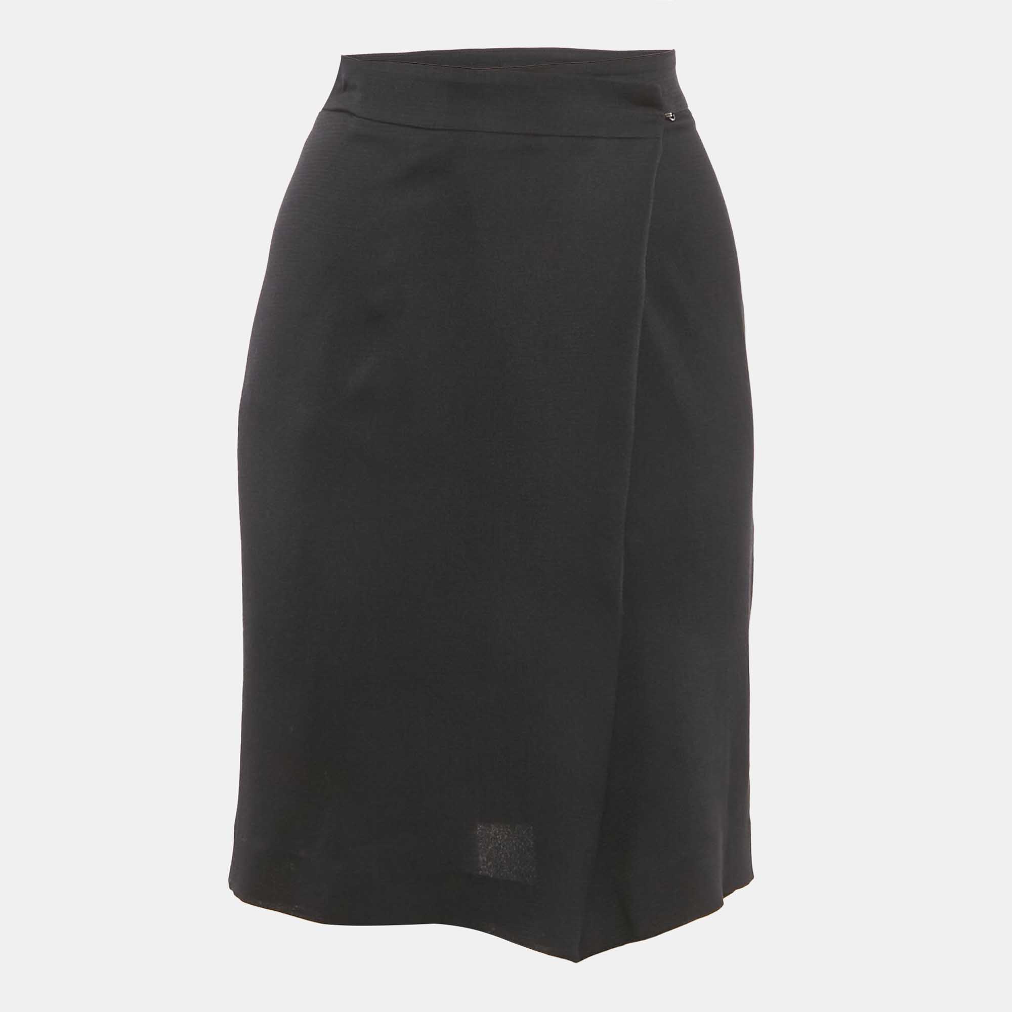 

Maison Martin Margiela Black Silk Pleated Pencil Skirt M