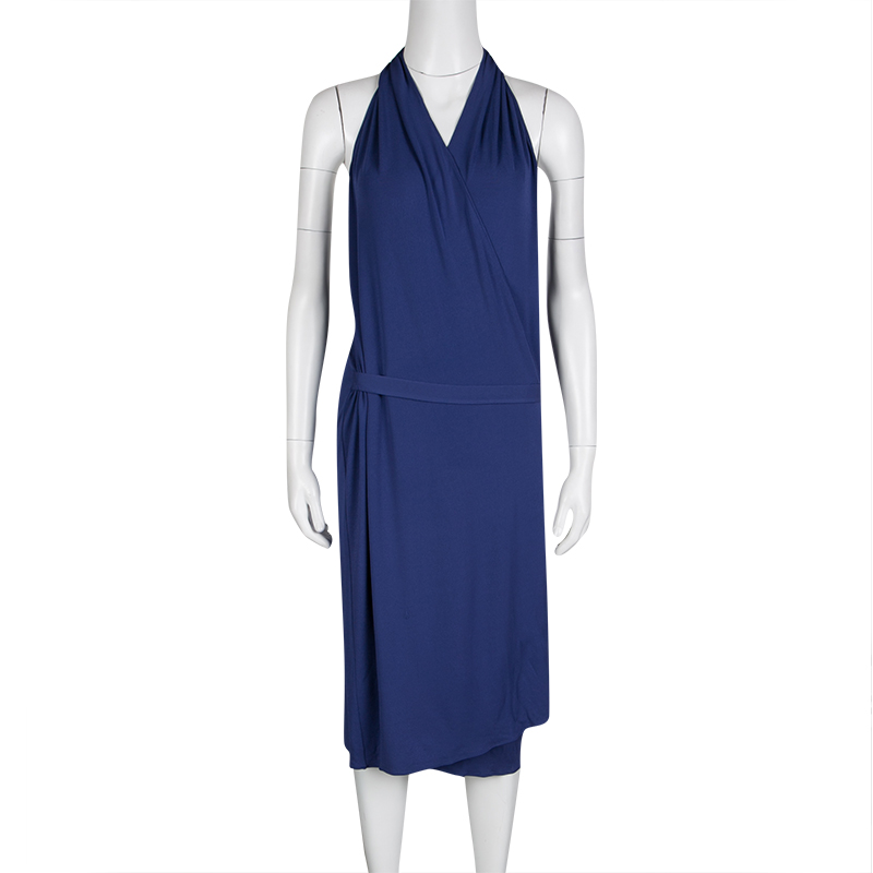 

Maison Martin Margiela Blue Knit Halter Wrap Dress