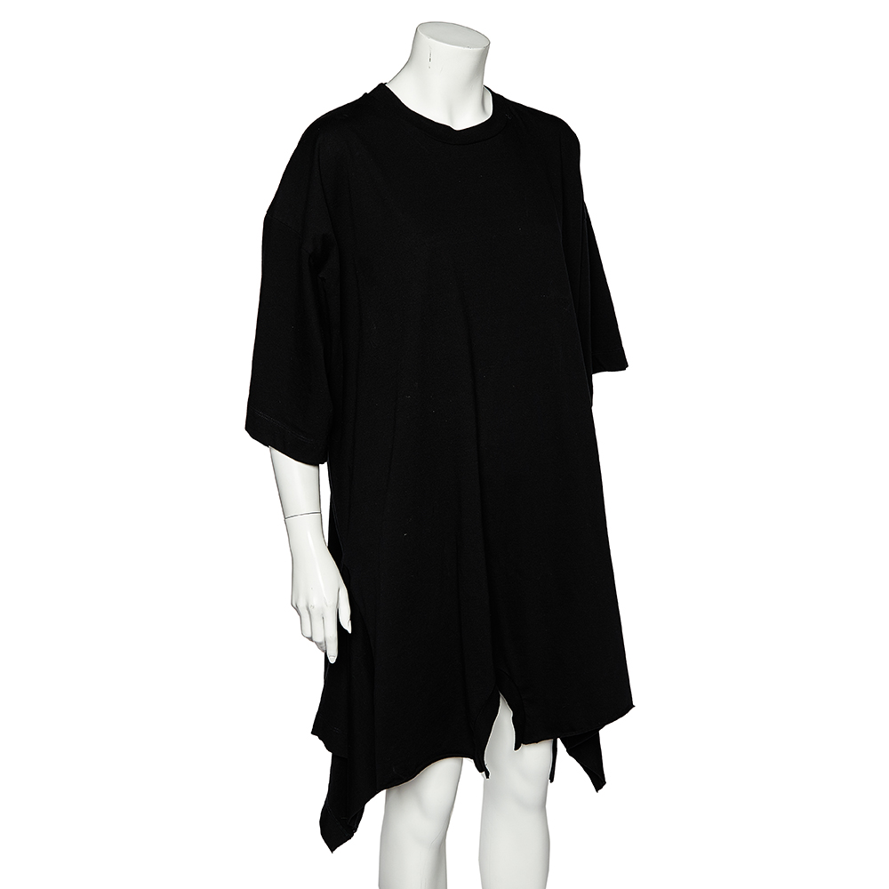 

Maison Martin Margiela Black Cotton Knit Asymmetric Hem T-Shirt Dress