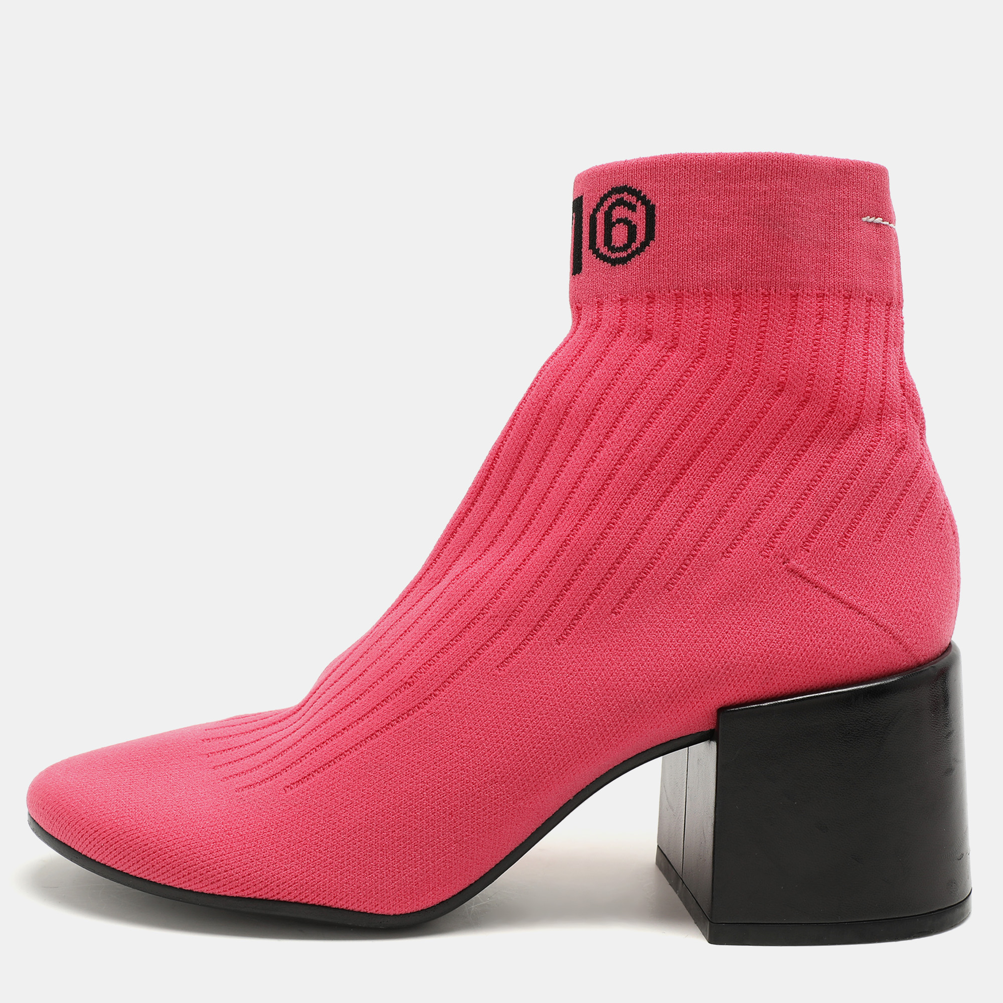 

Maison Martin Margiela Pink Knit Fabric Ankle Length Boots Size