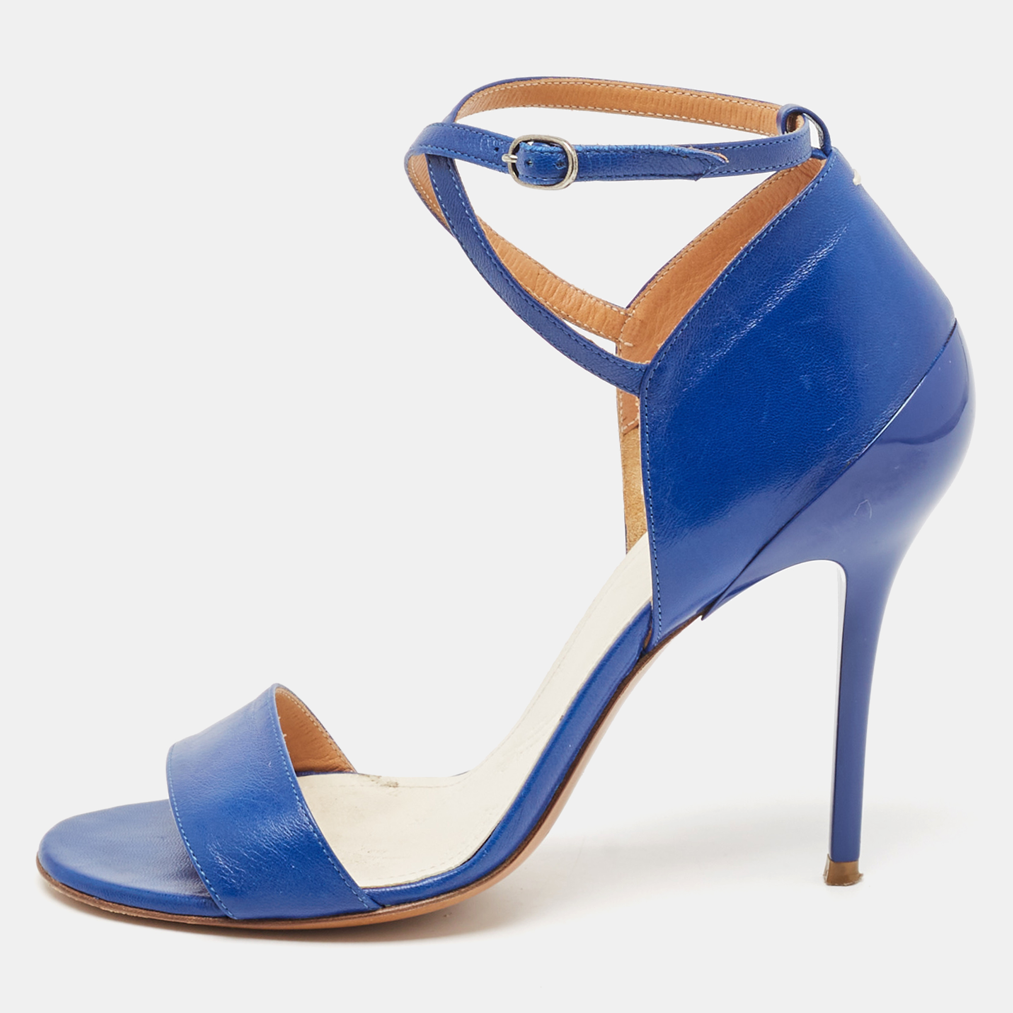 

Maison Martin Margiela Blue Leather Ankle Strap Sandals Size