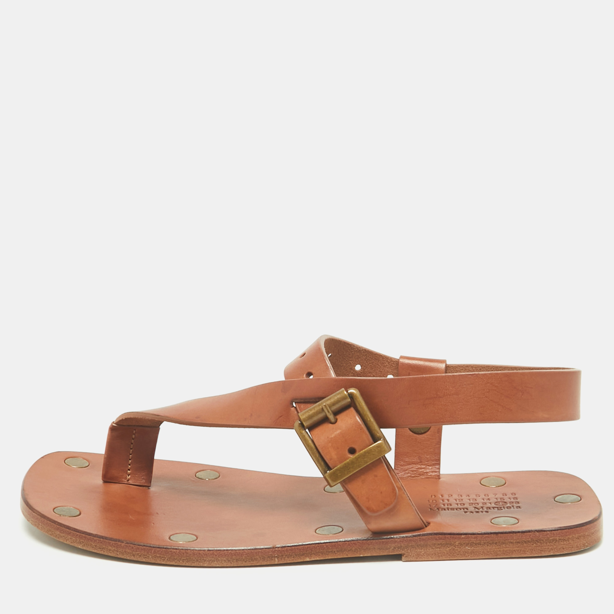 

Maison Martin Margiela Brown Leather Thong Sandals Size