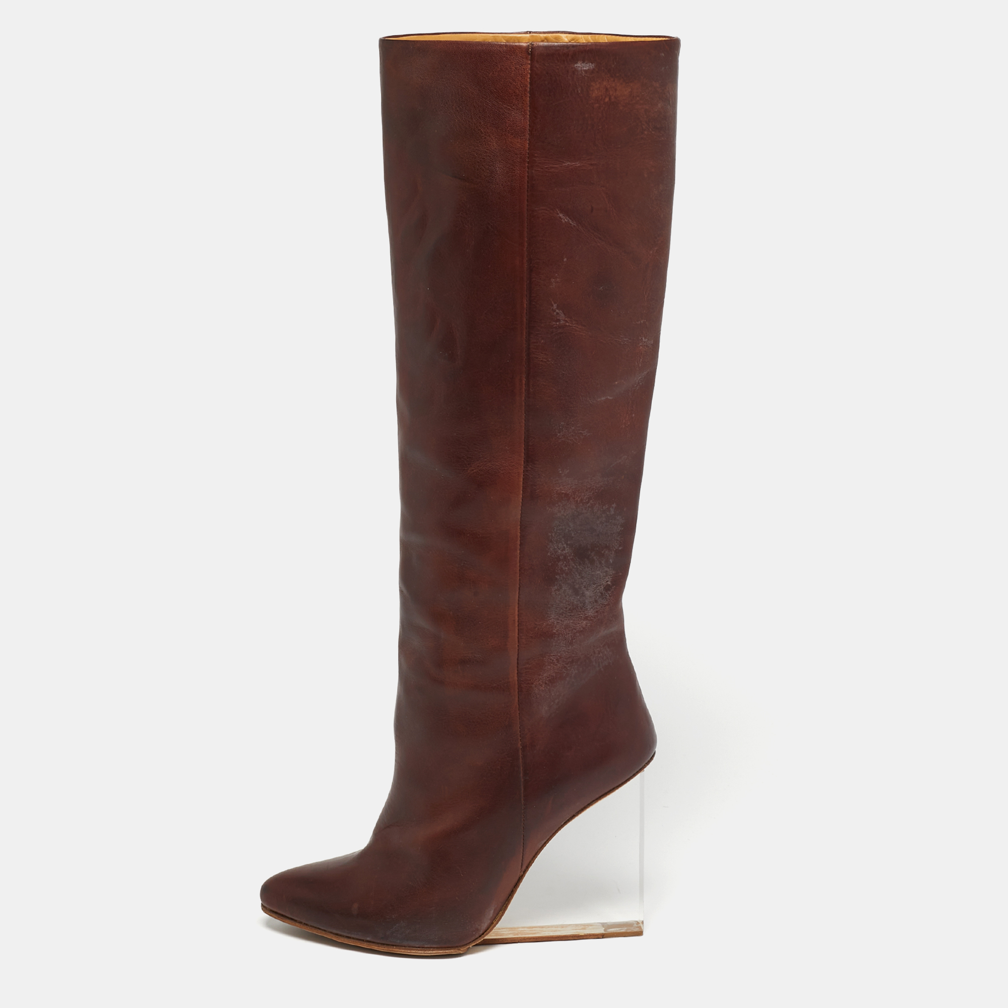 

Maison Martin Margiela Size  Brown Leather Knee Length Boots