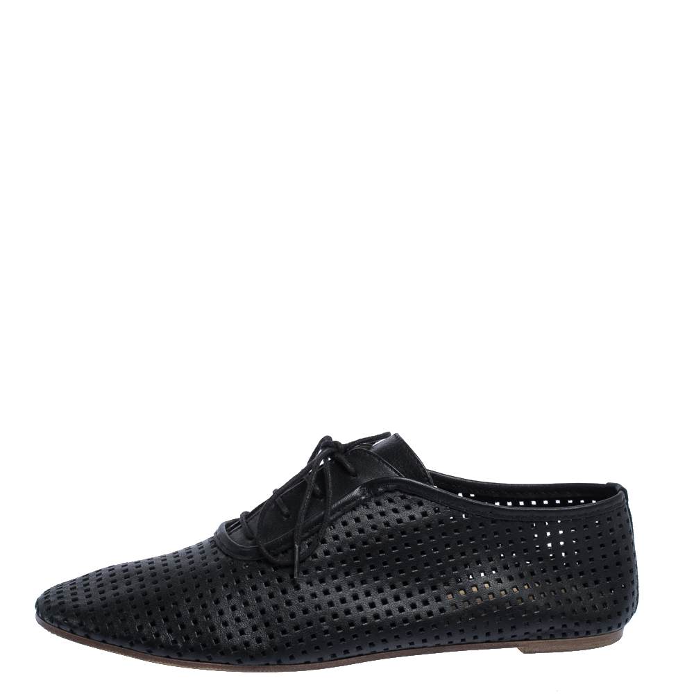 

Maison Martin Margiela Perforated Leather Lace Low Top Sneakers Size, Black