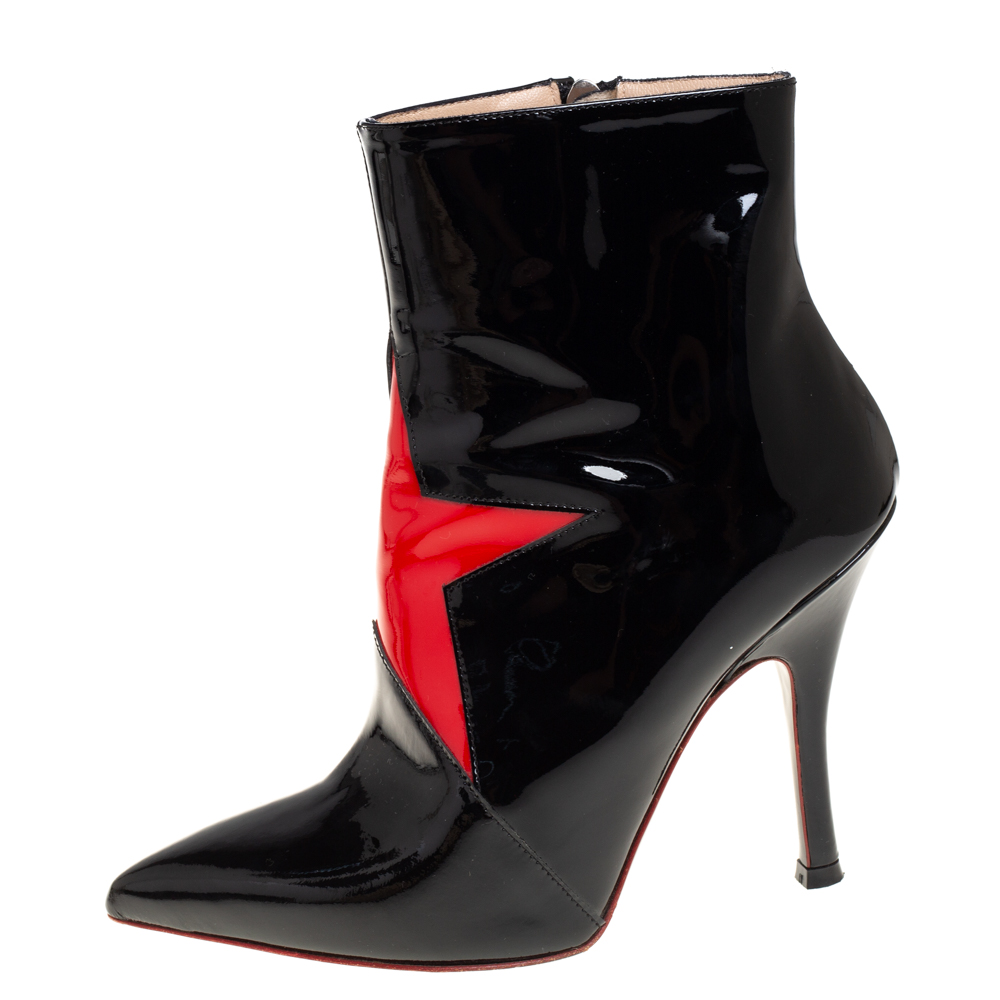 

Maison Martin Margiela Black/Red Patent Leather Ankle Boots Size