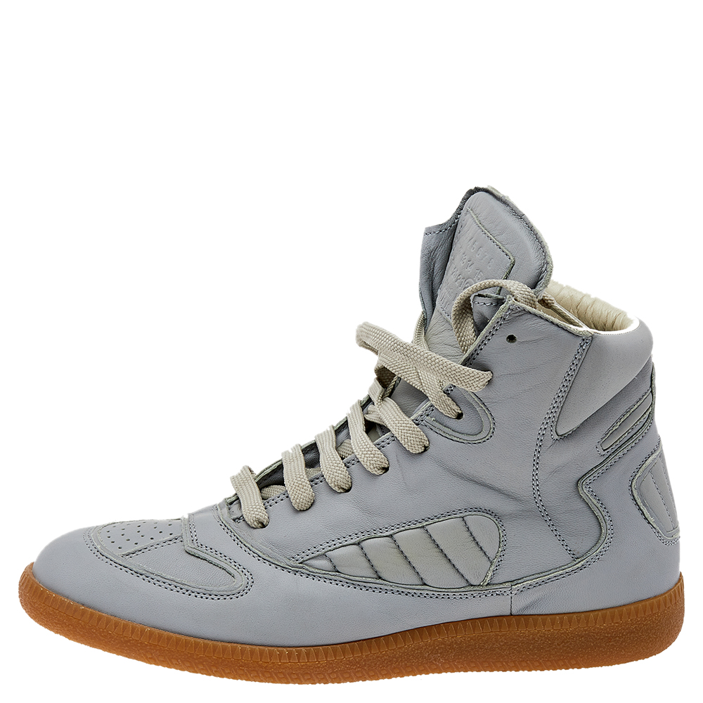 

Maison Martin Margiela Grey Leather High Top Sneakers Size