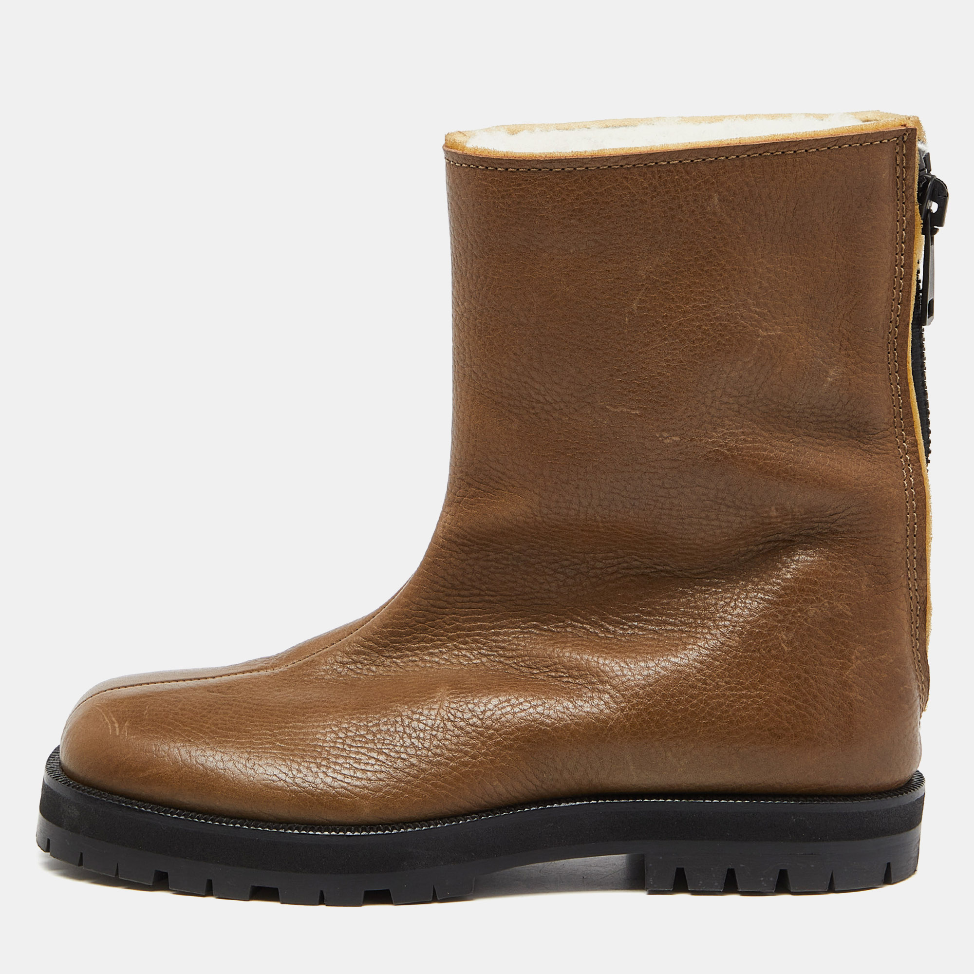 

Maison Martin Margiela Brown Leather Midcalf Boots Size