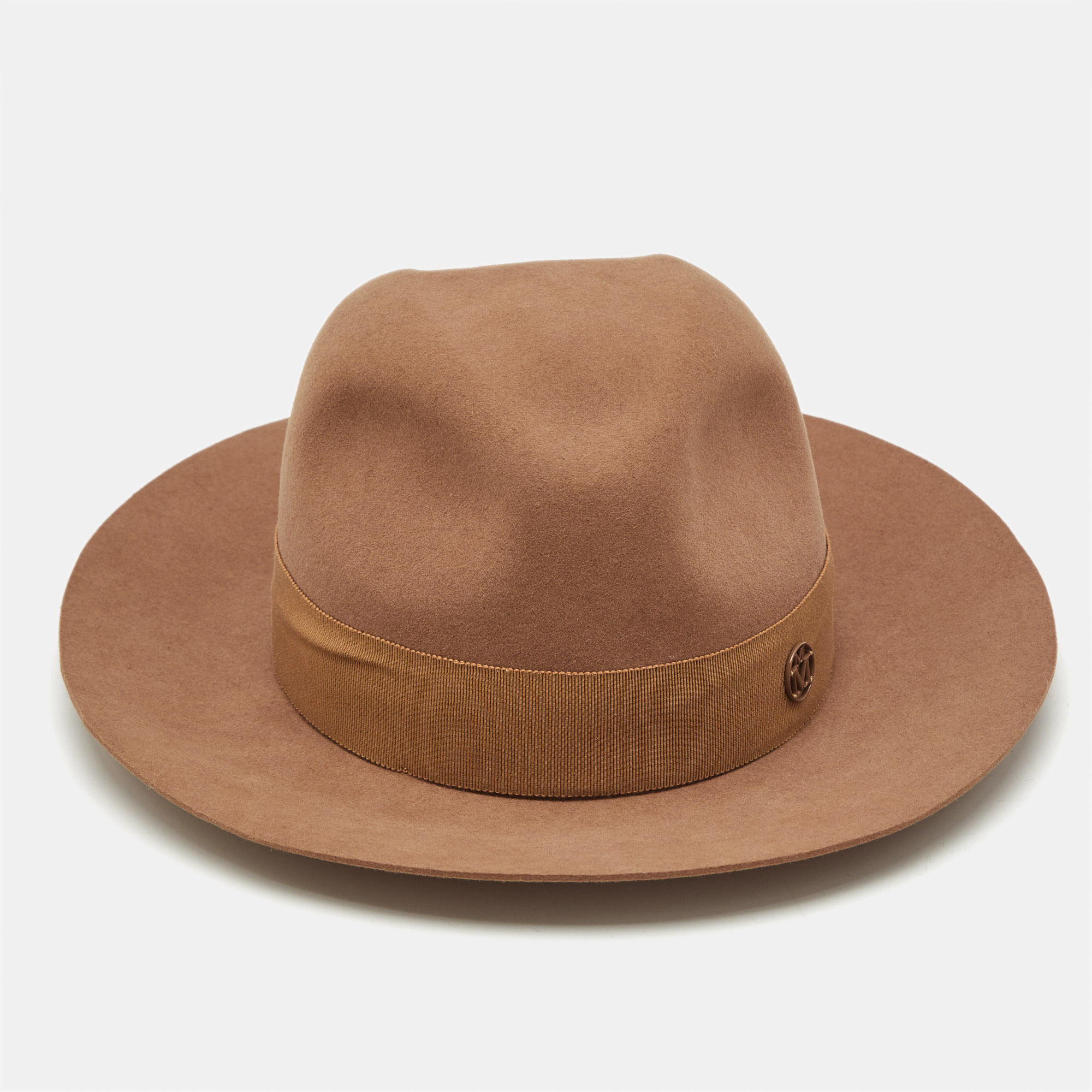 

Maison Michel Paris Camel Brown Felt Henrietta Fedora Hat
