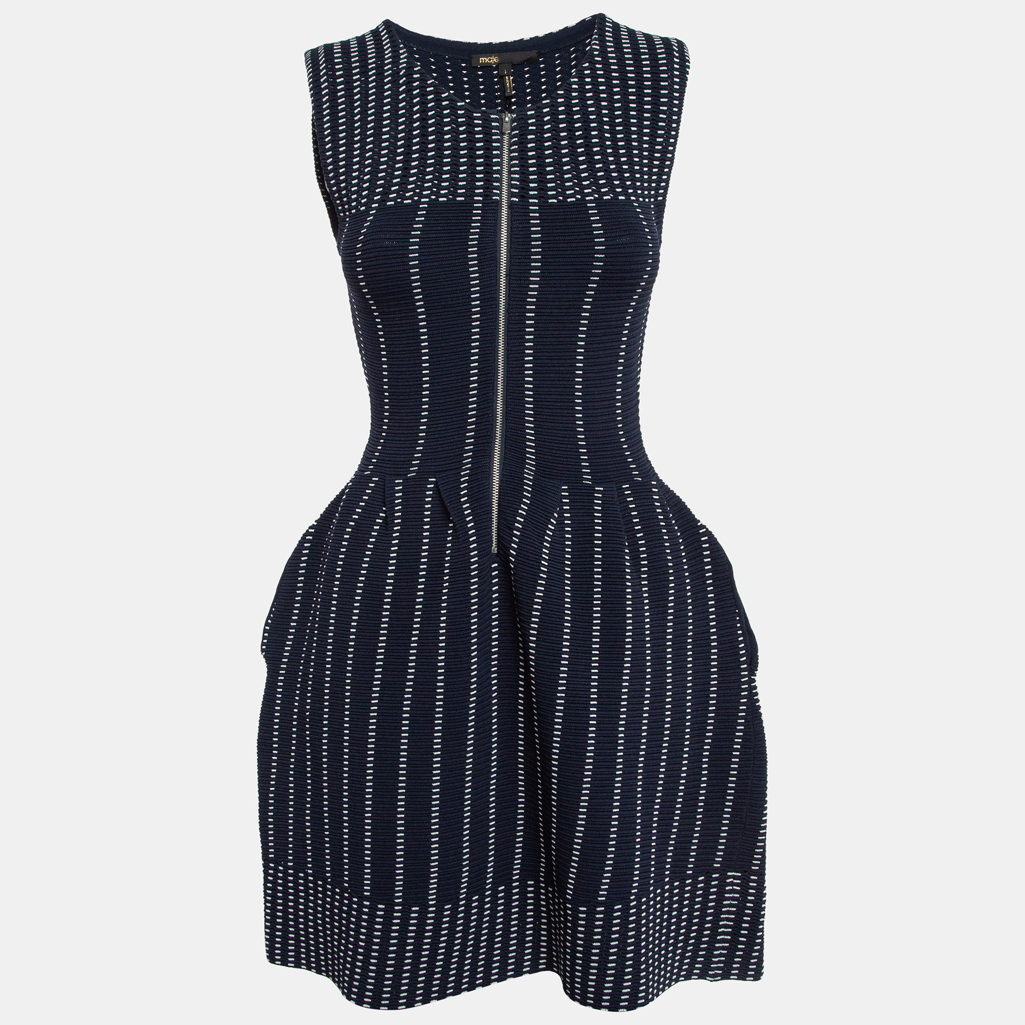 

Maje Navy Blue Stripe Stretch Knit Moulante Nuit Dress S