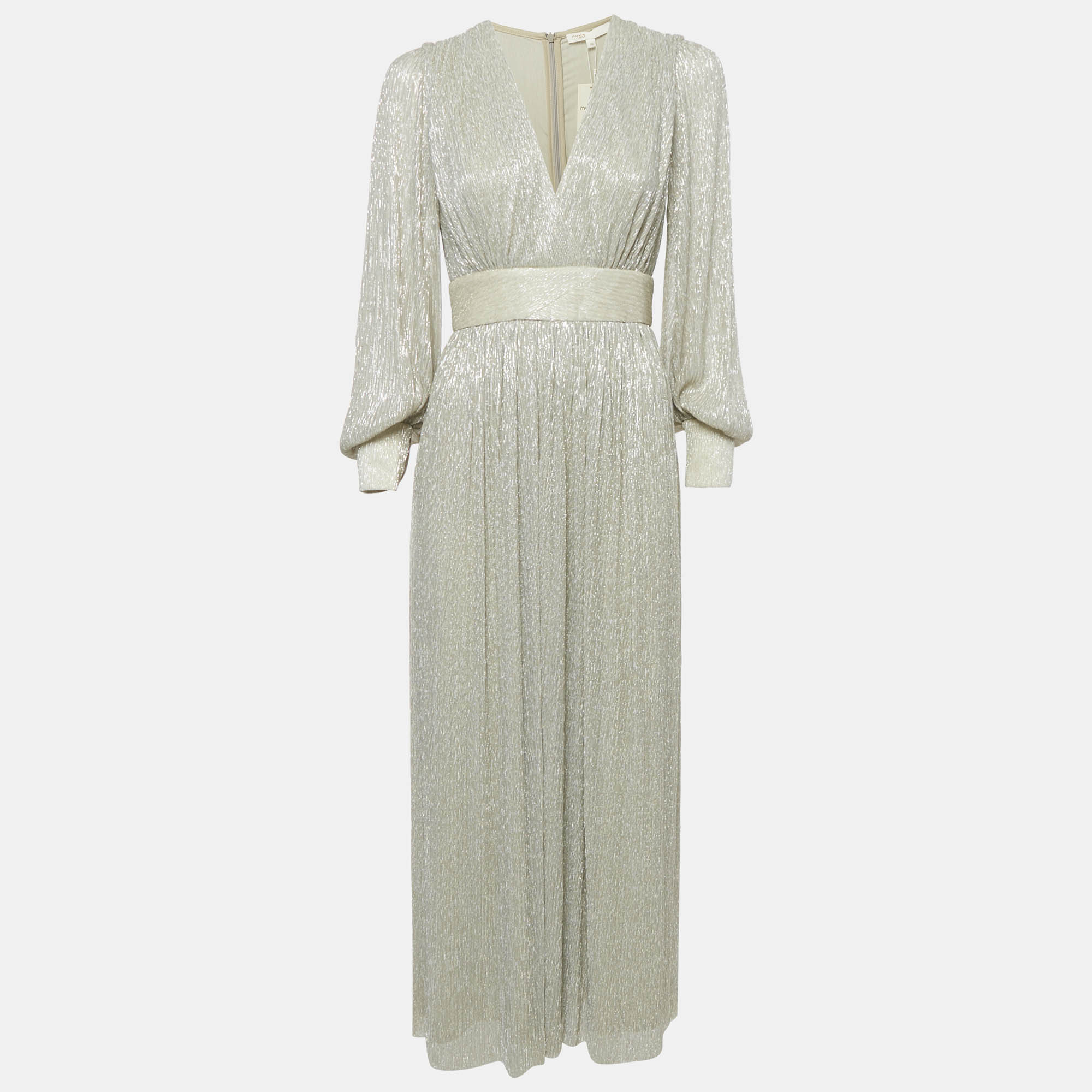 

Maje Grey Lurex Plisse Long Dress M