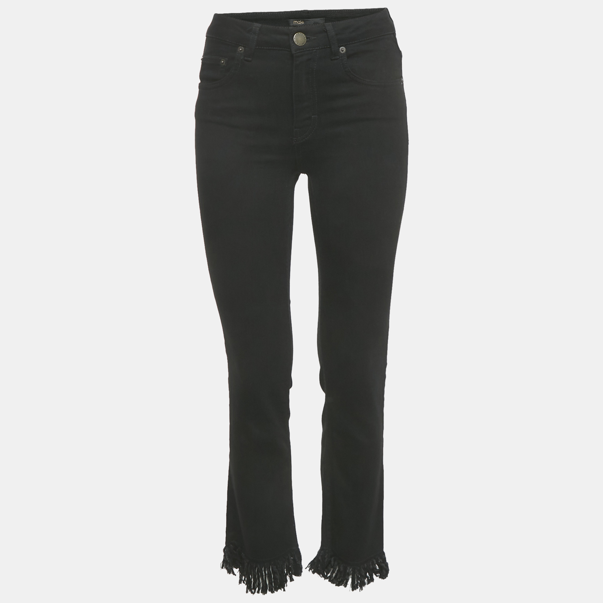 

Maje Black Denim Raw Edge Jeans S Waist 26"