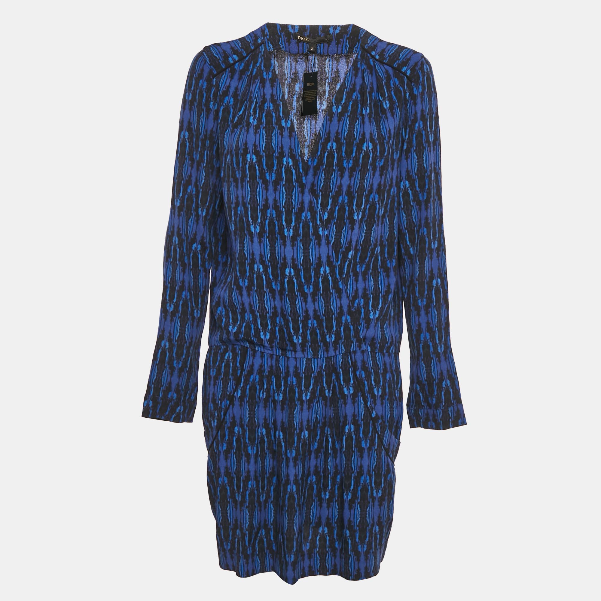 

Maje Blue Printed Crepe Mini Dress L