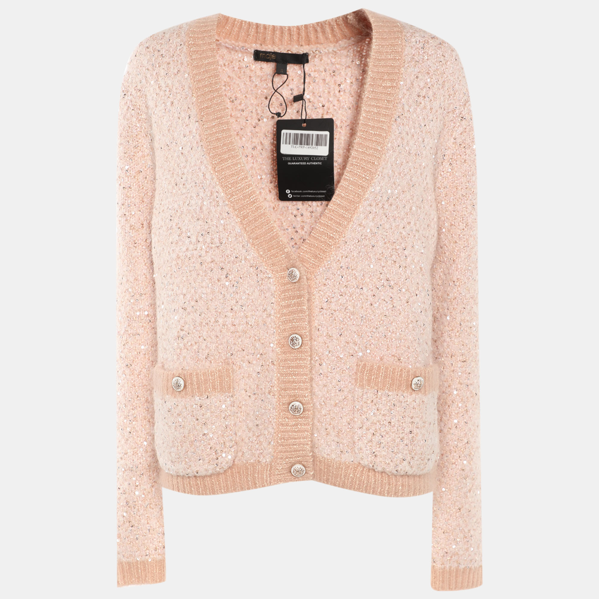Click to view more detailed imagery on our partner's website Pre-owned Maje Pink Sequins And Knit Sweater M