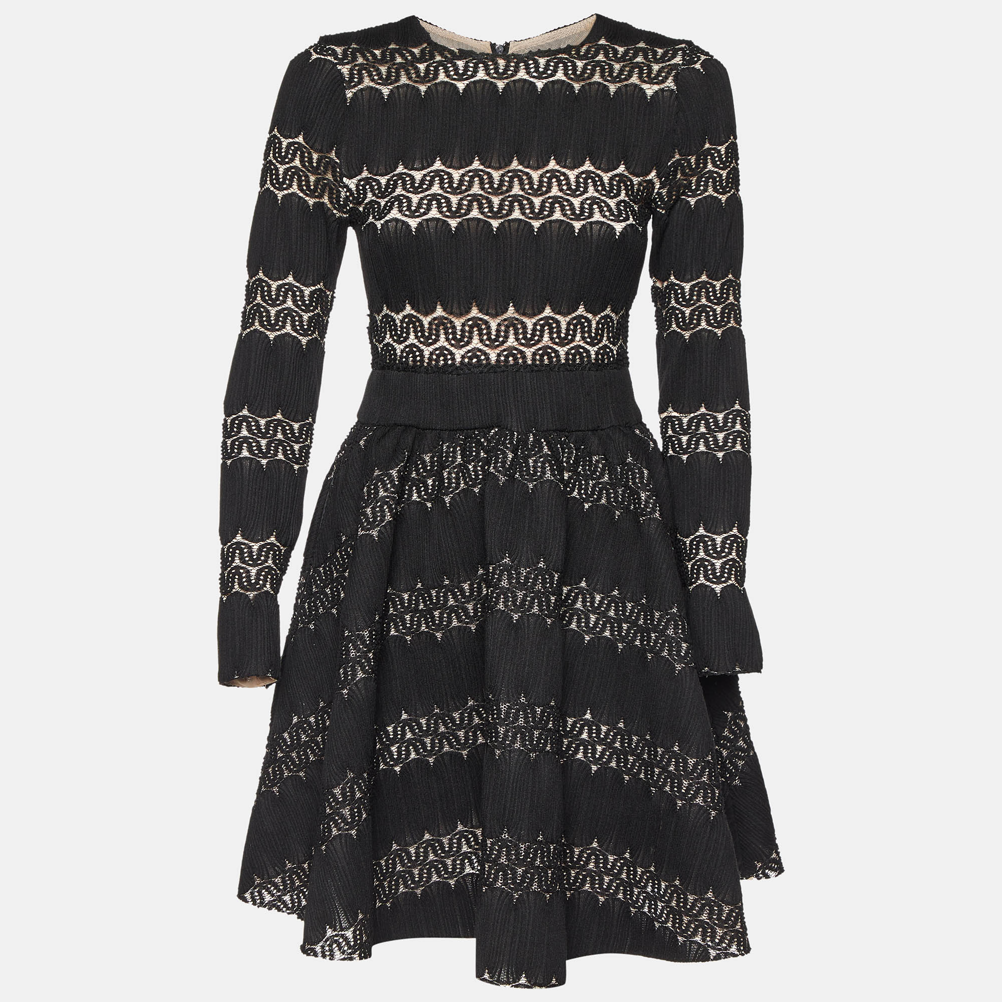 

Maje Black Knit & Lace Relane Fit & Flare Dress S