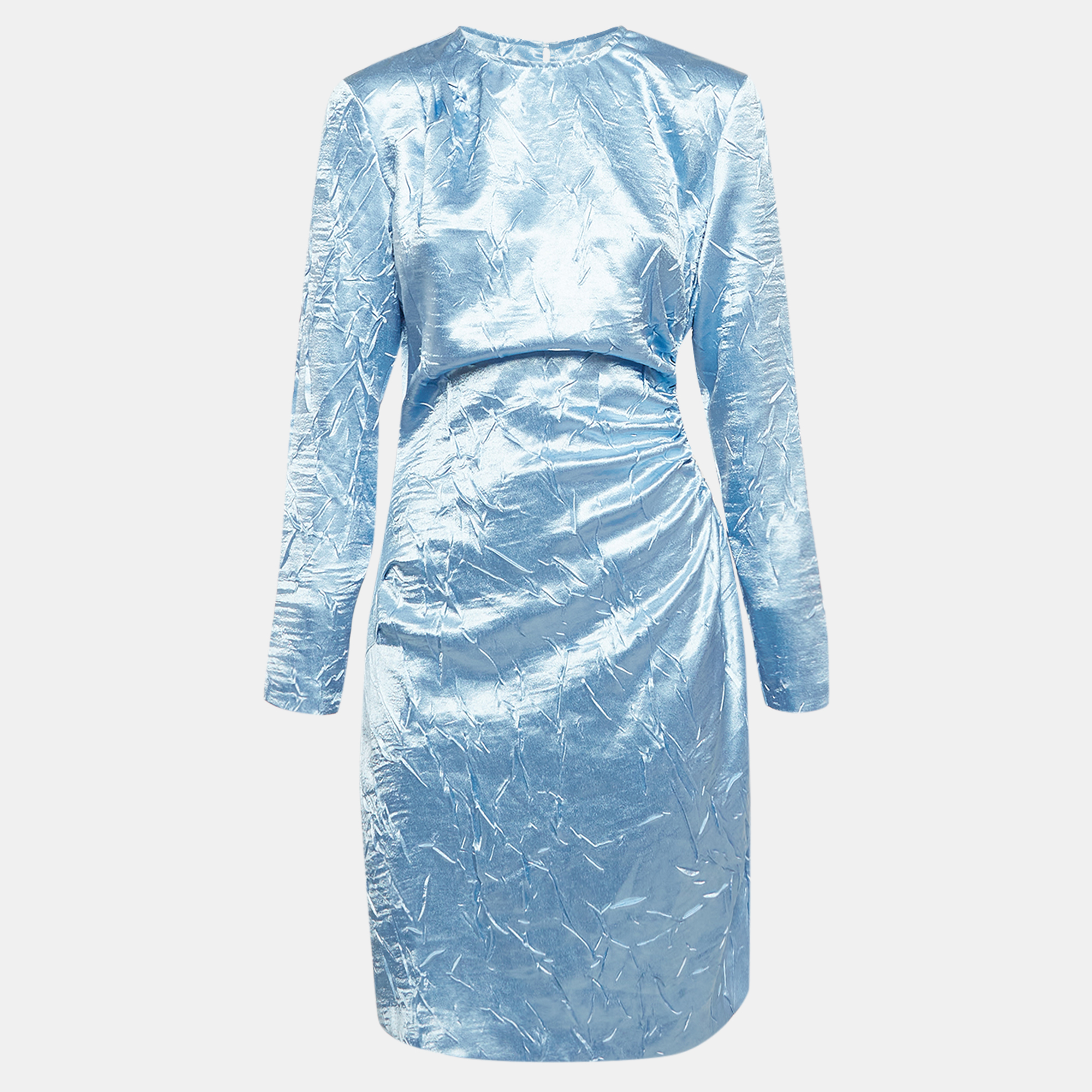 

Maje Light Blue Crinkled Satin Close-Fit Mini Dress XL