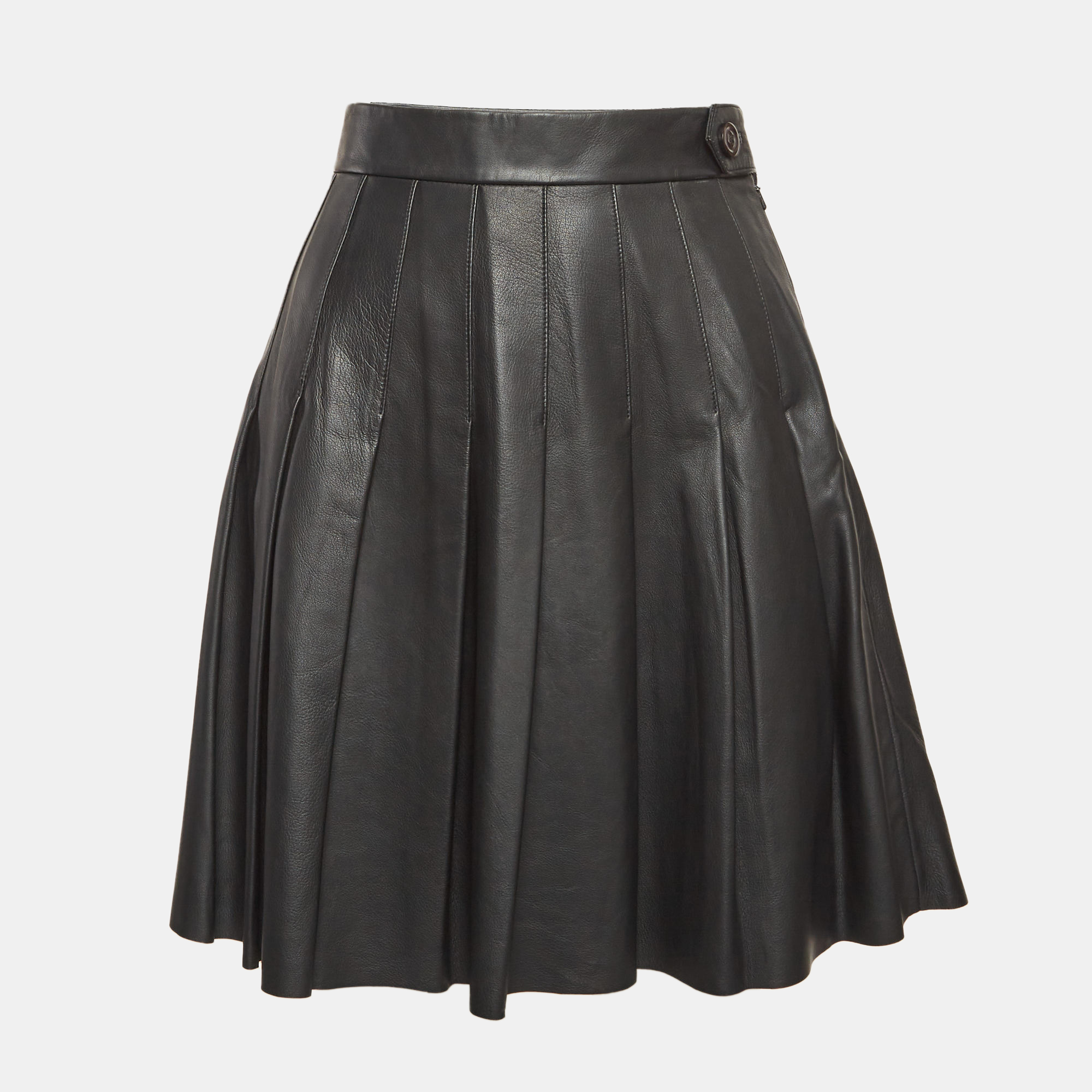 

Maje Black Leather Pleated Mini Skirt L