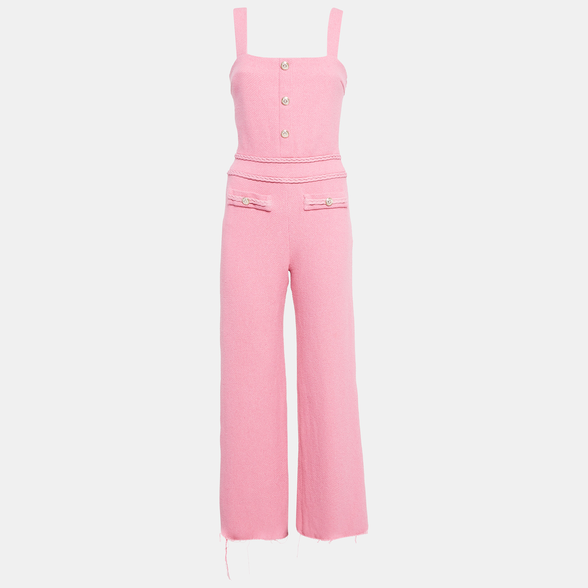 

Maje Pink Tweed Shoulder Strap Jumpsuit S