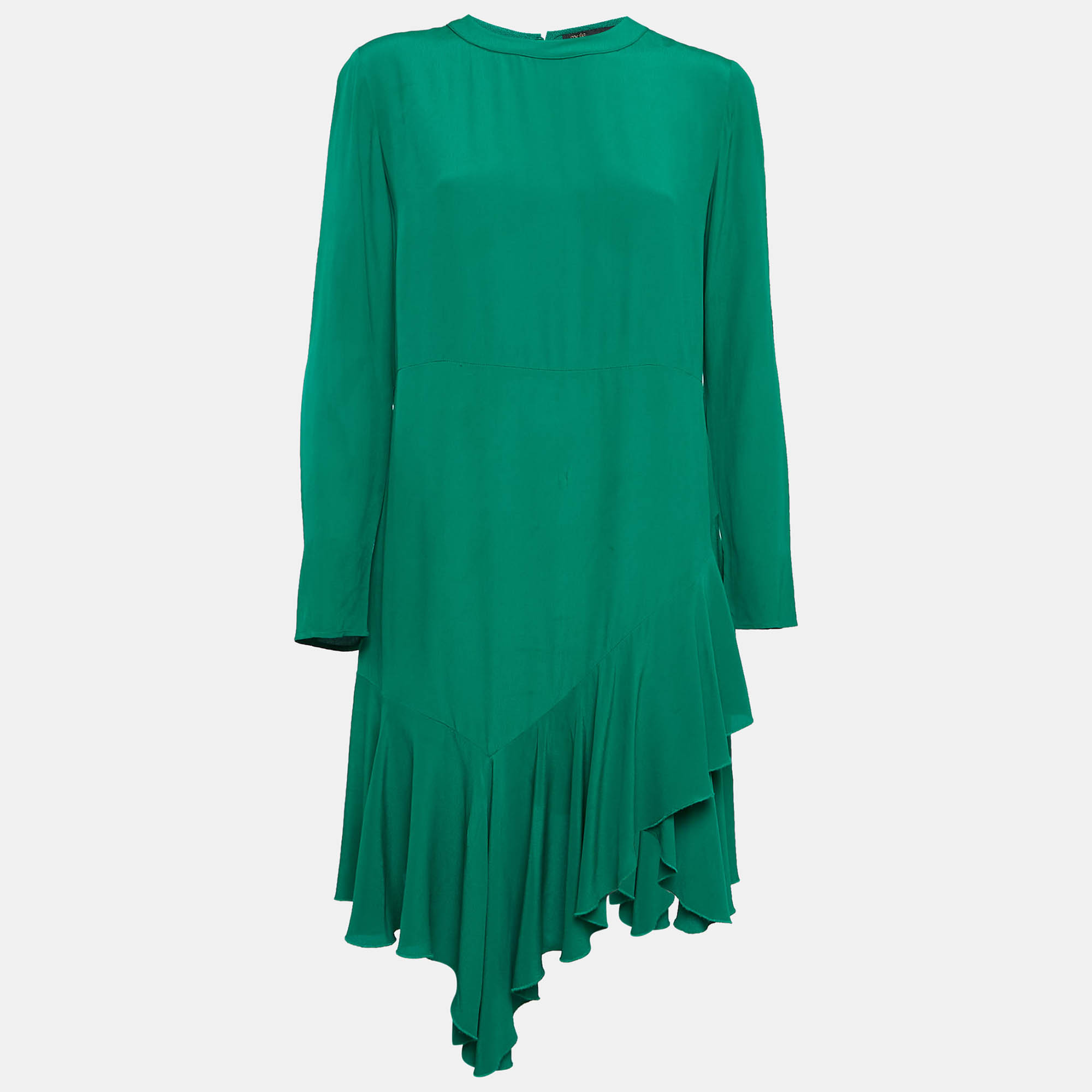 

Maje Green Crepe Asymmetric Flared Short Dress S